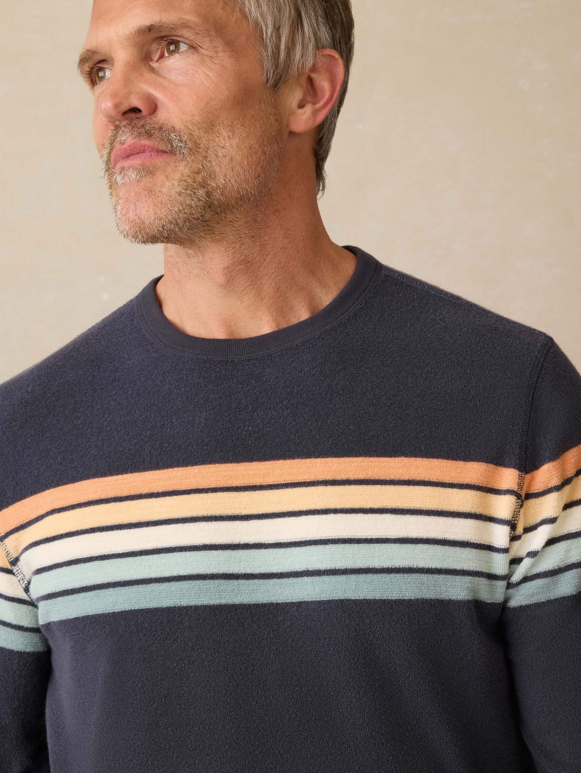 Cabana Towel Terry Crewneck - Seacoast Sunrise Stripe Male Product Image