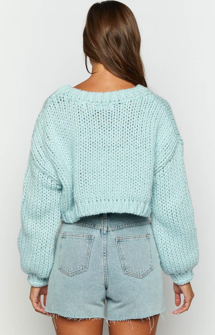 Cloudy Cloud Blue Knit Sweater Product Image