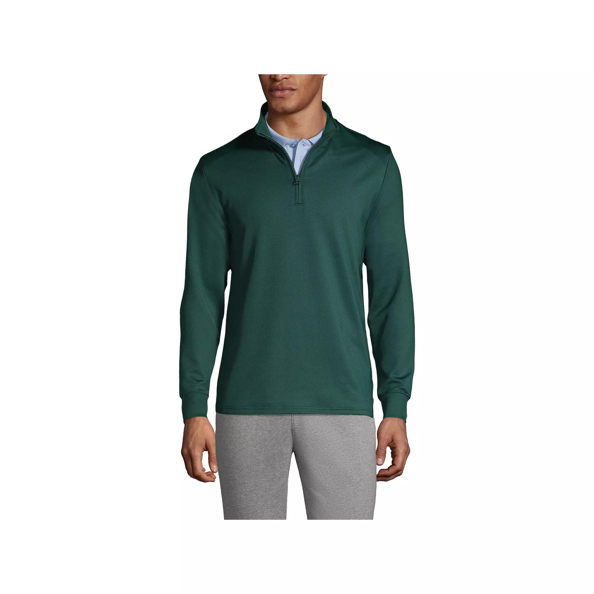 Men's Lands' End School Uniform Quarter Zip Pullover Sweatshirt, Size: Large, Red Product Image