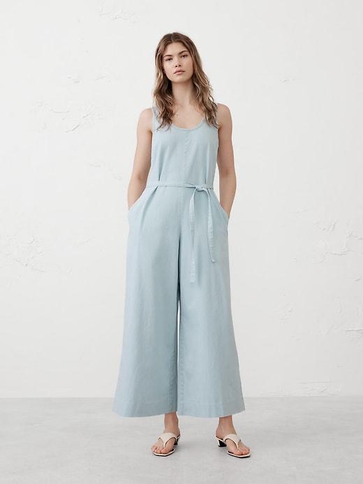 Denim Wide-Leg Jumpsuit Product Image