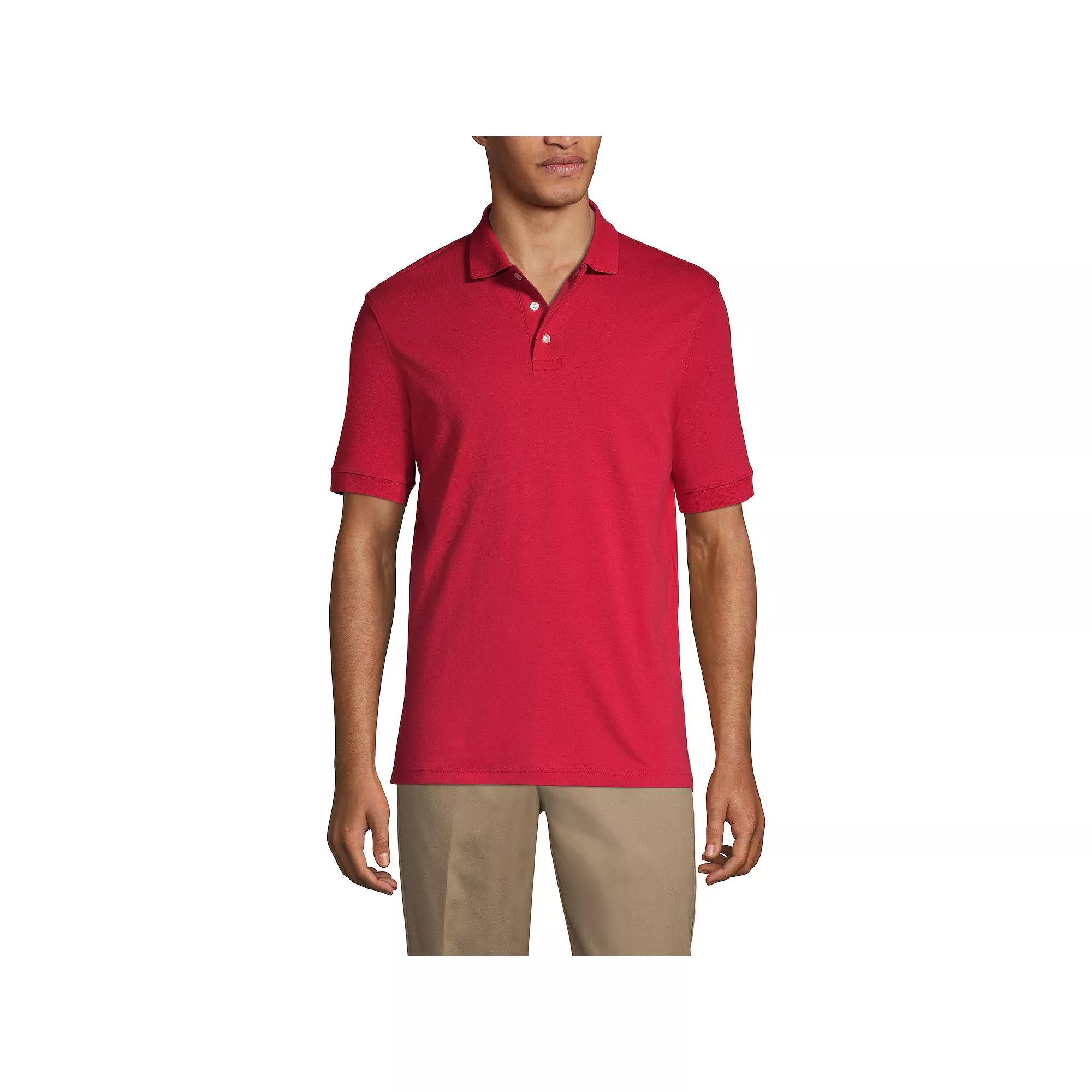 Men's Lands' End Short Sleeve Interlock Polo Shirt, Size: Small, White Product Image