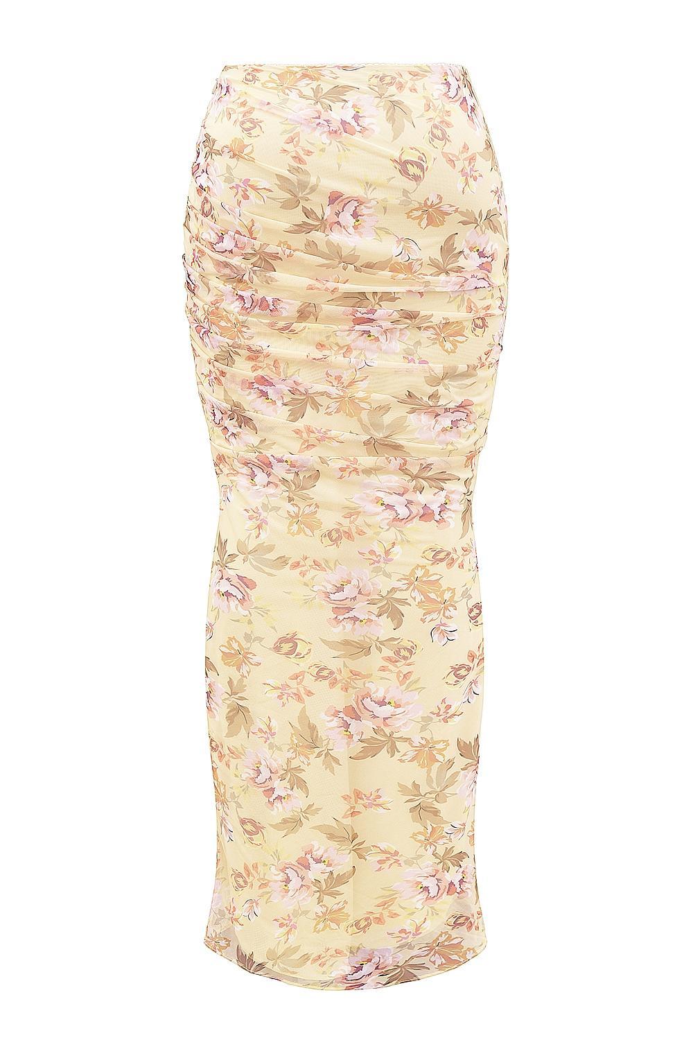 Cassidy  honeyflower print fluted hem maxi skirt Product Image
