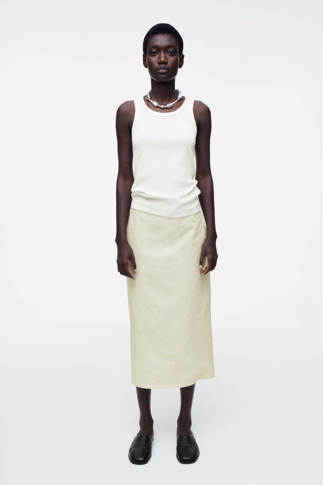 COTTON DRAWSTRING MIDI SKIRT Product Image