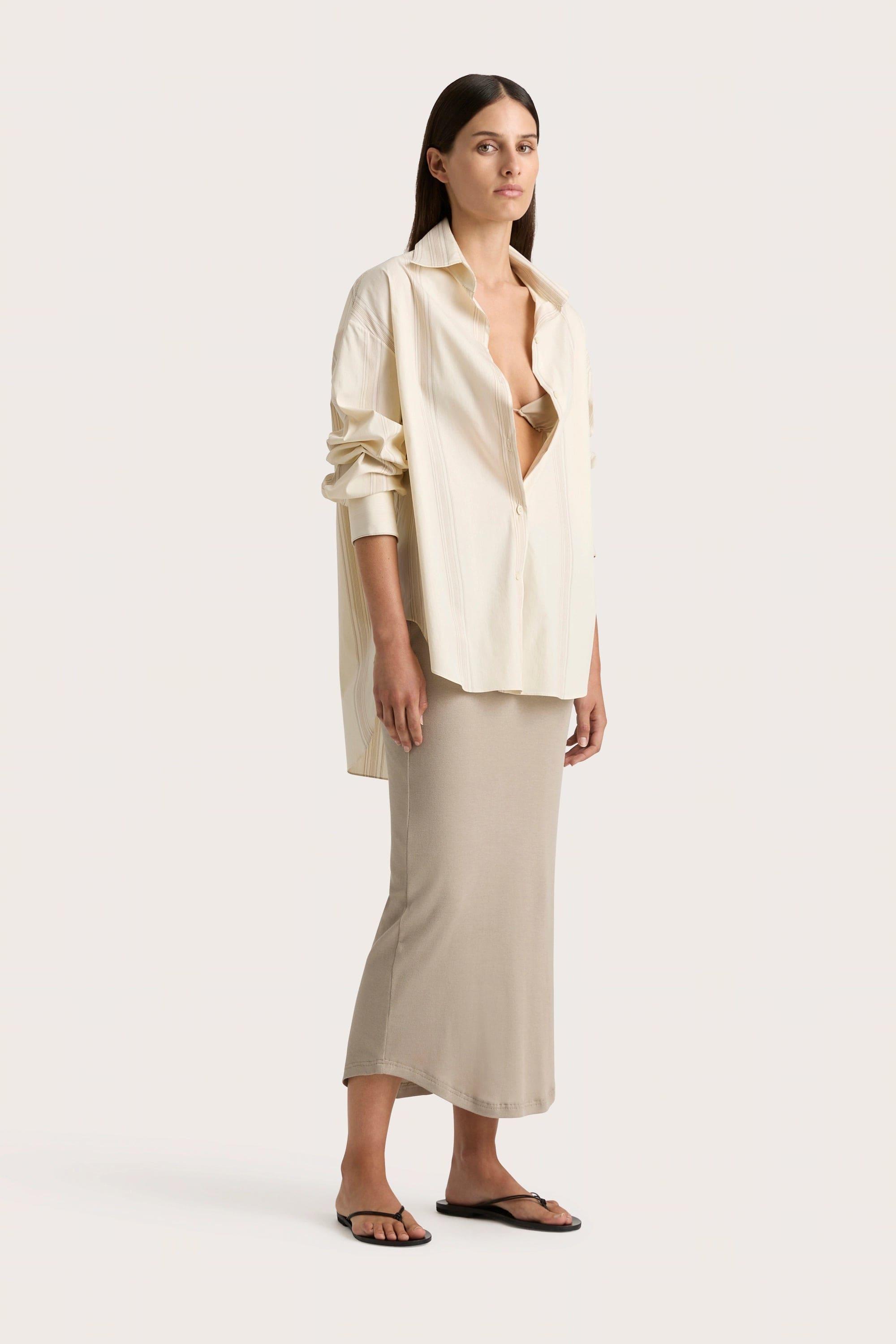 En Vau Shirt Foam Taupe Stripe - Final Sale Product Image