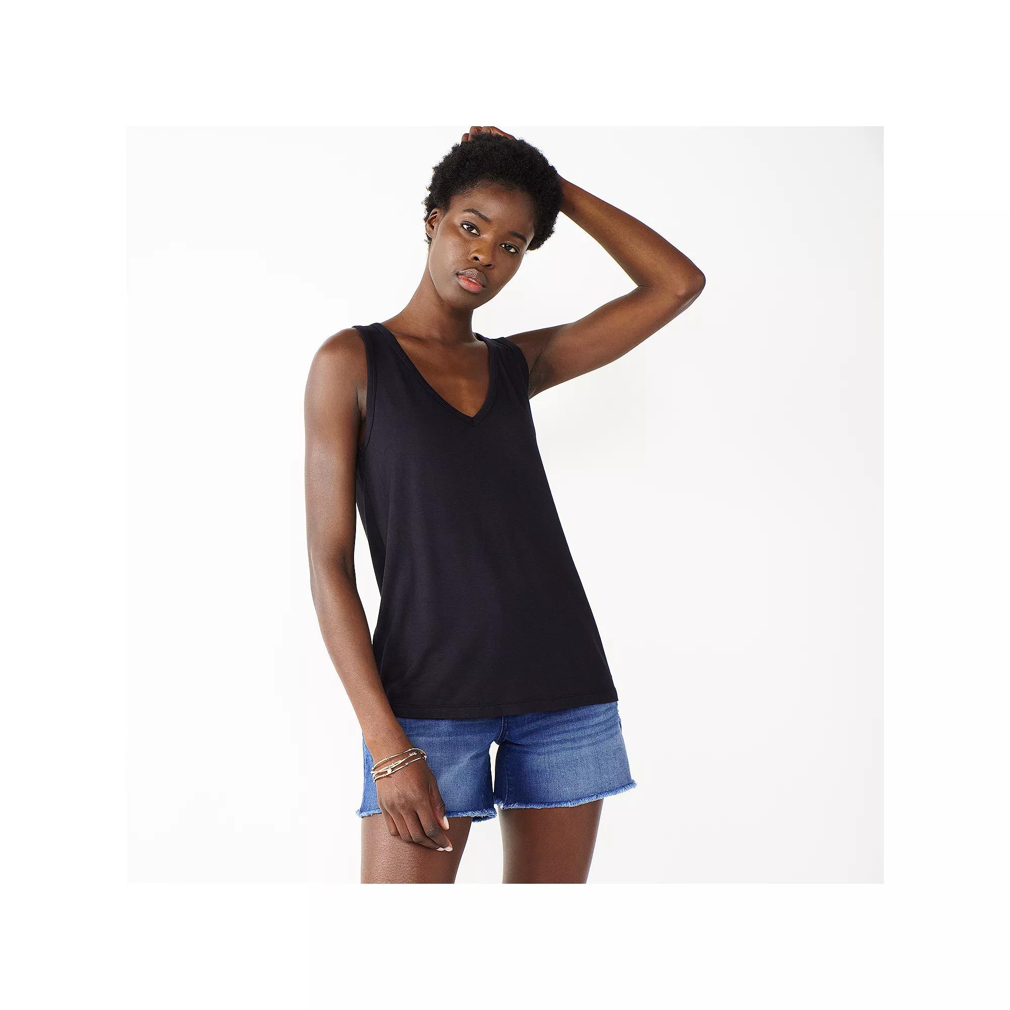 Women's Nine West Easy V-Neck Tank Top, Size: Small, Black Product Image