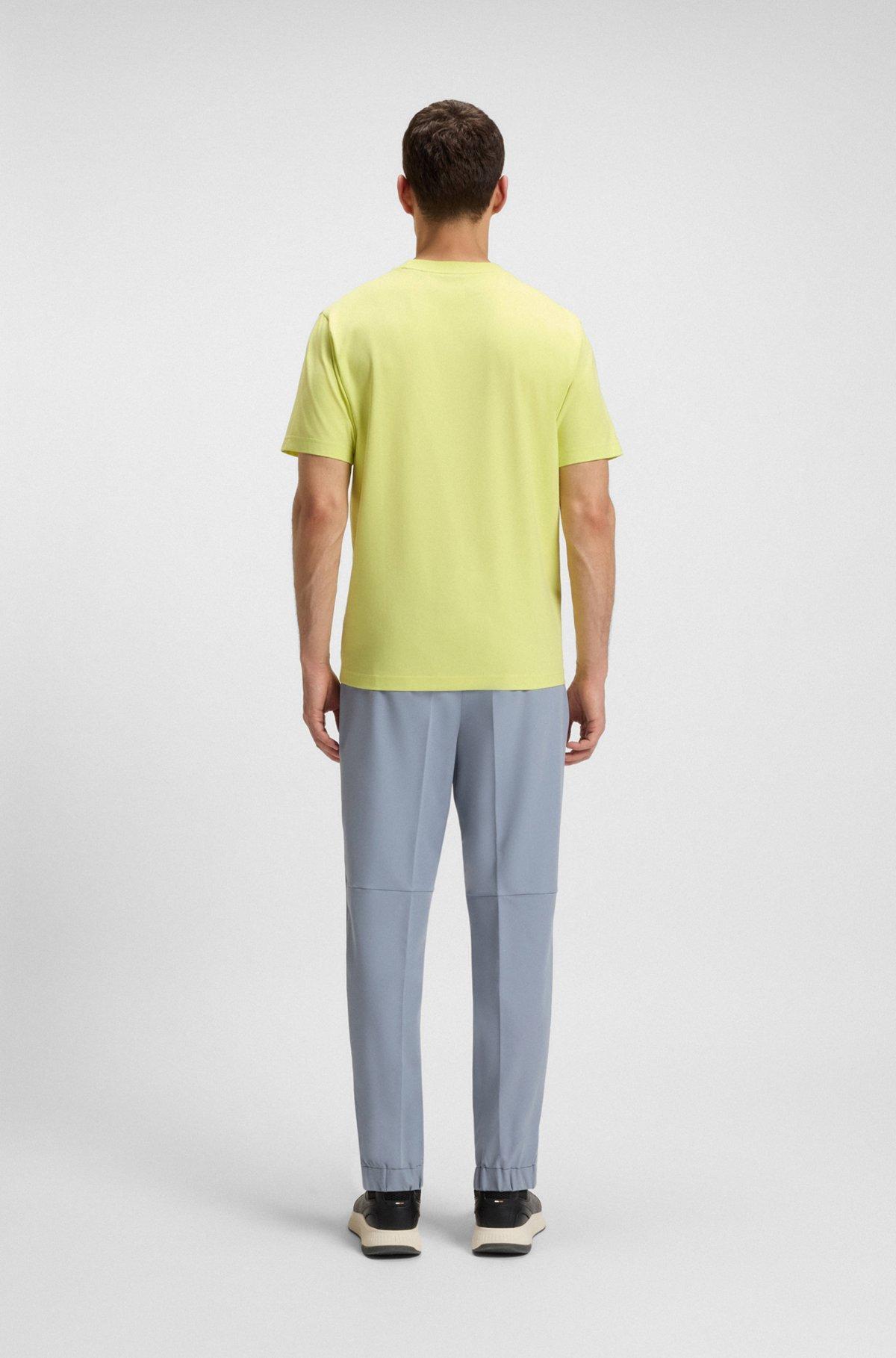 BOSS - Stretch-cotton T-shirt with geometric print - Light Green Product Image