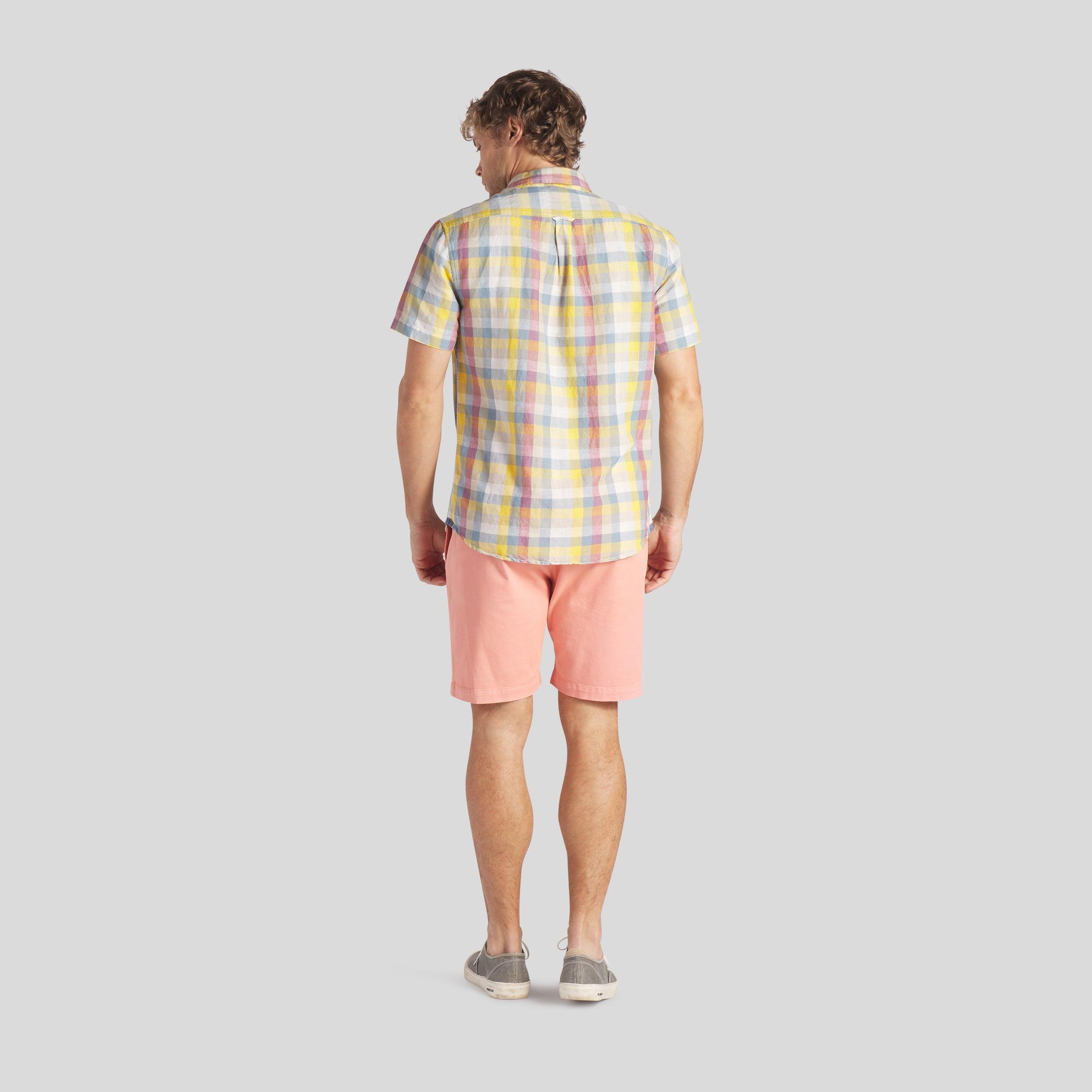Madras Linen Cotton Plaid Shirt - Gold Navy Cream Plaid (Final Sale)* Product Image