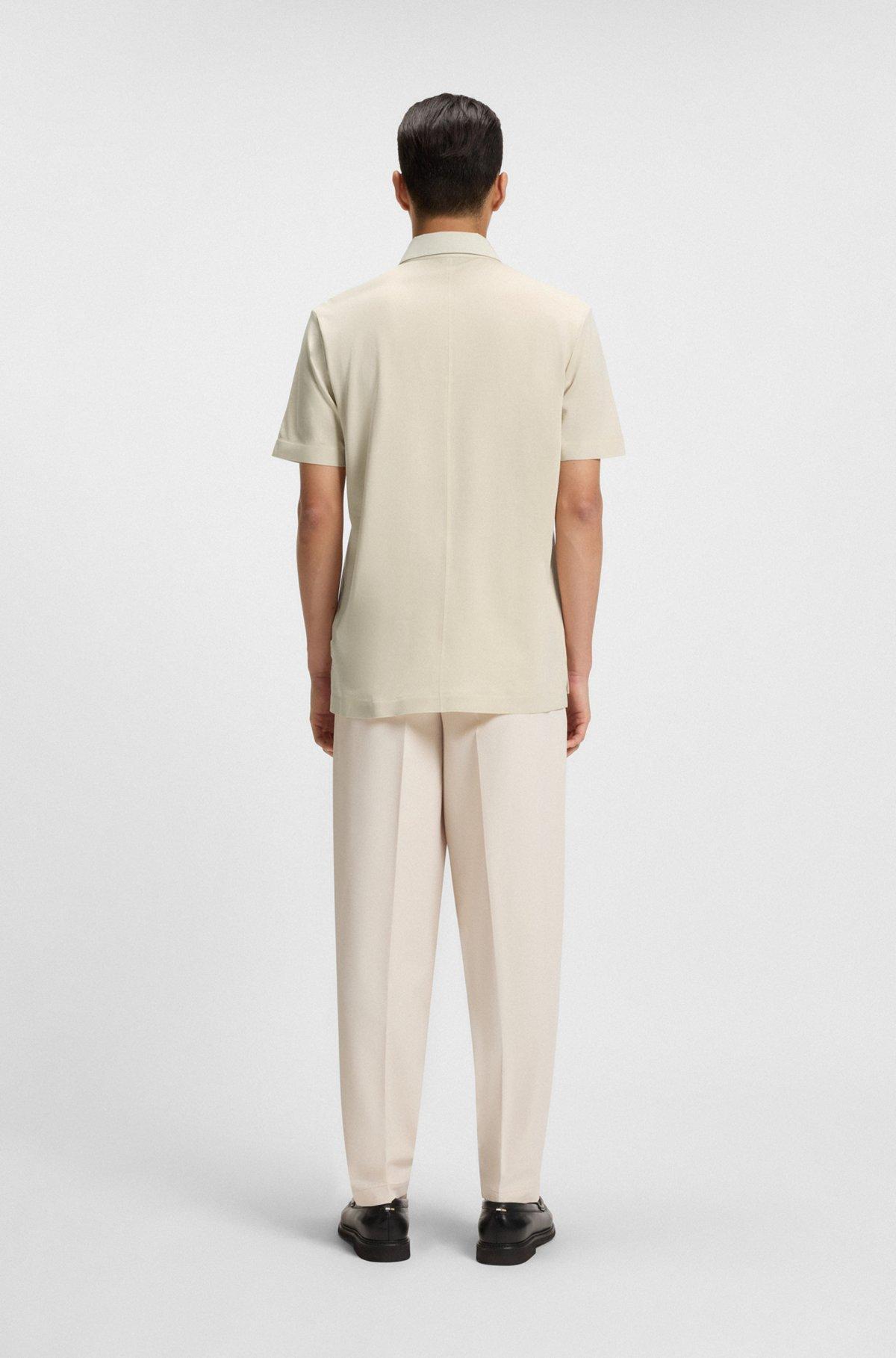 BOSS - Performance polo shirt with Double B monogram trim - White Product Image