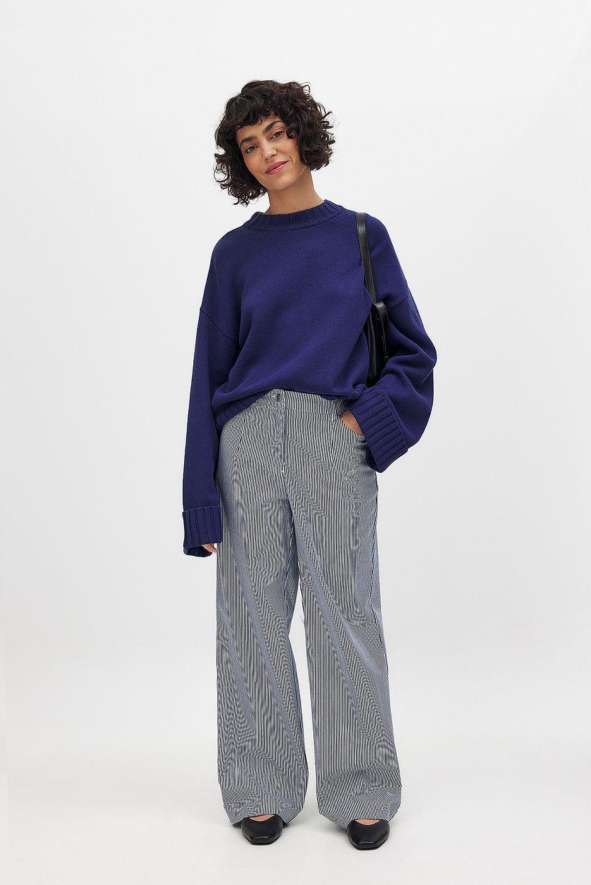 Heavy Mid Waist Stirped Pants Product Image