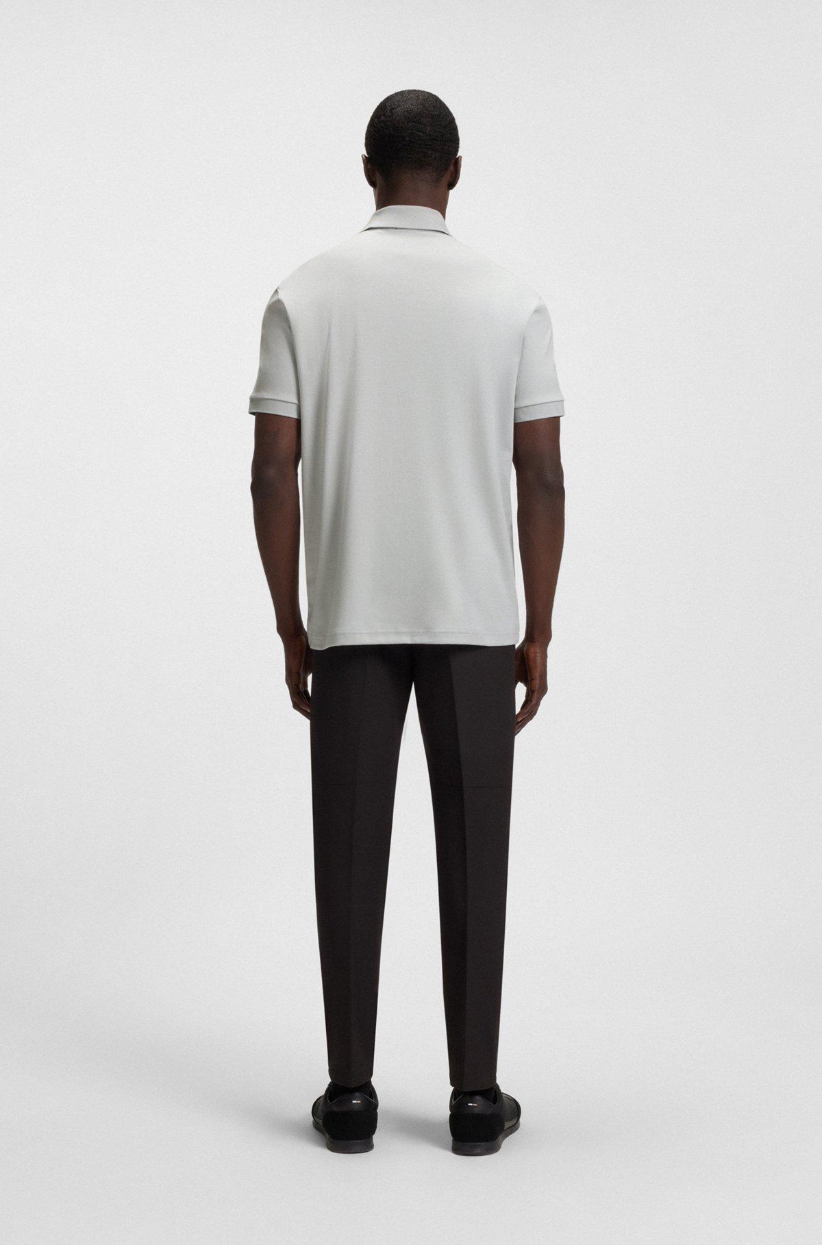 BOSS - Pima-cotton polo shirt with Double B monogram - Light Grey Product Image