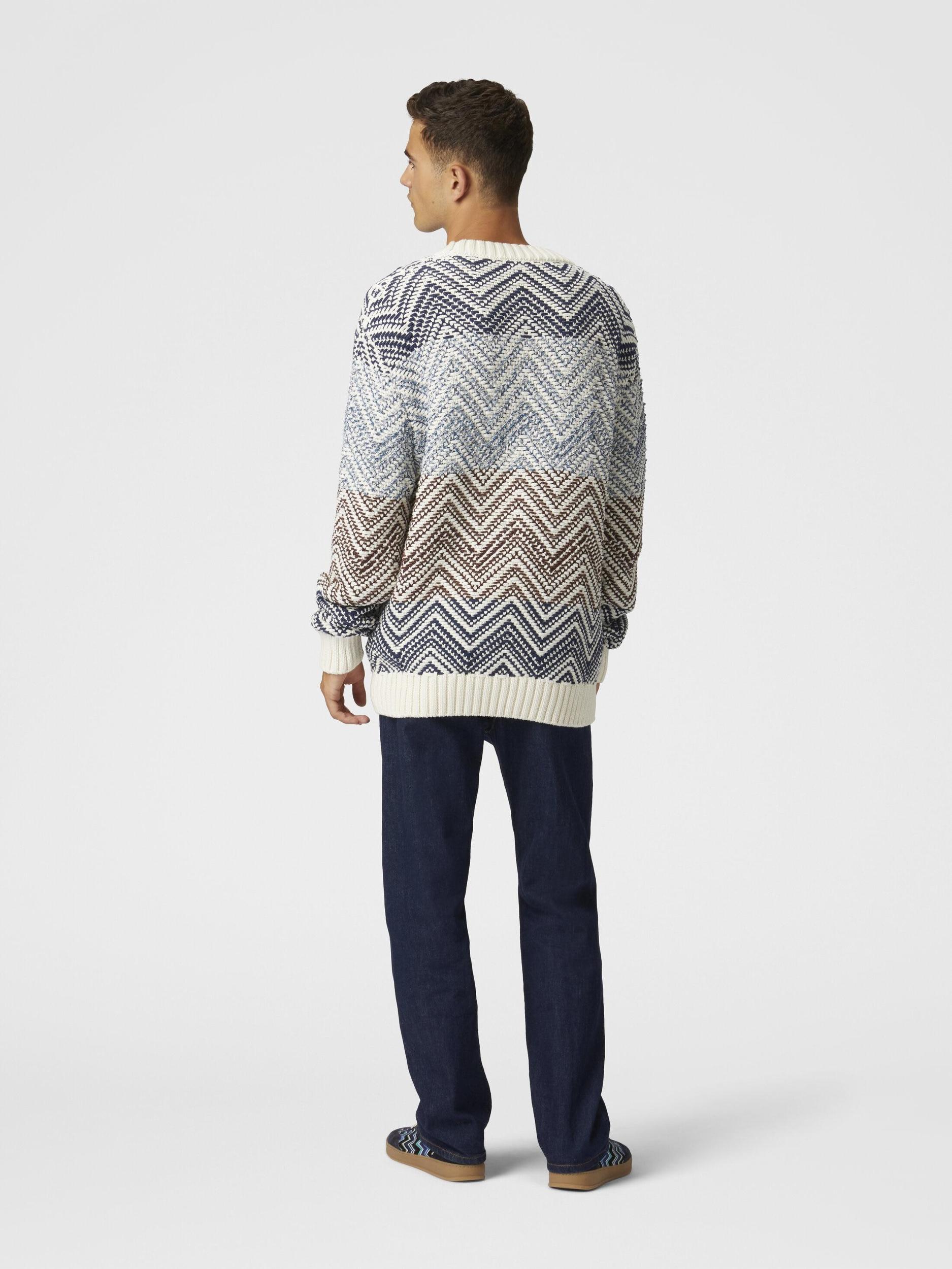 Crochet knit cardigan with macro zigzag and pockets Product Image