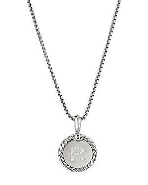 David Yurman Sterling Silver Cable Collectibles Initial Charm Necklace with Diamonds, 18 Product Image