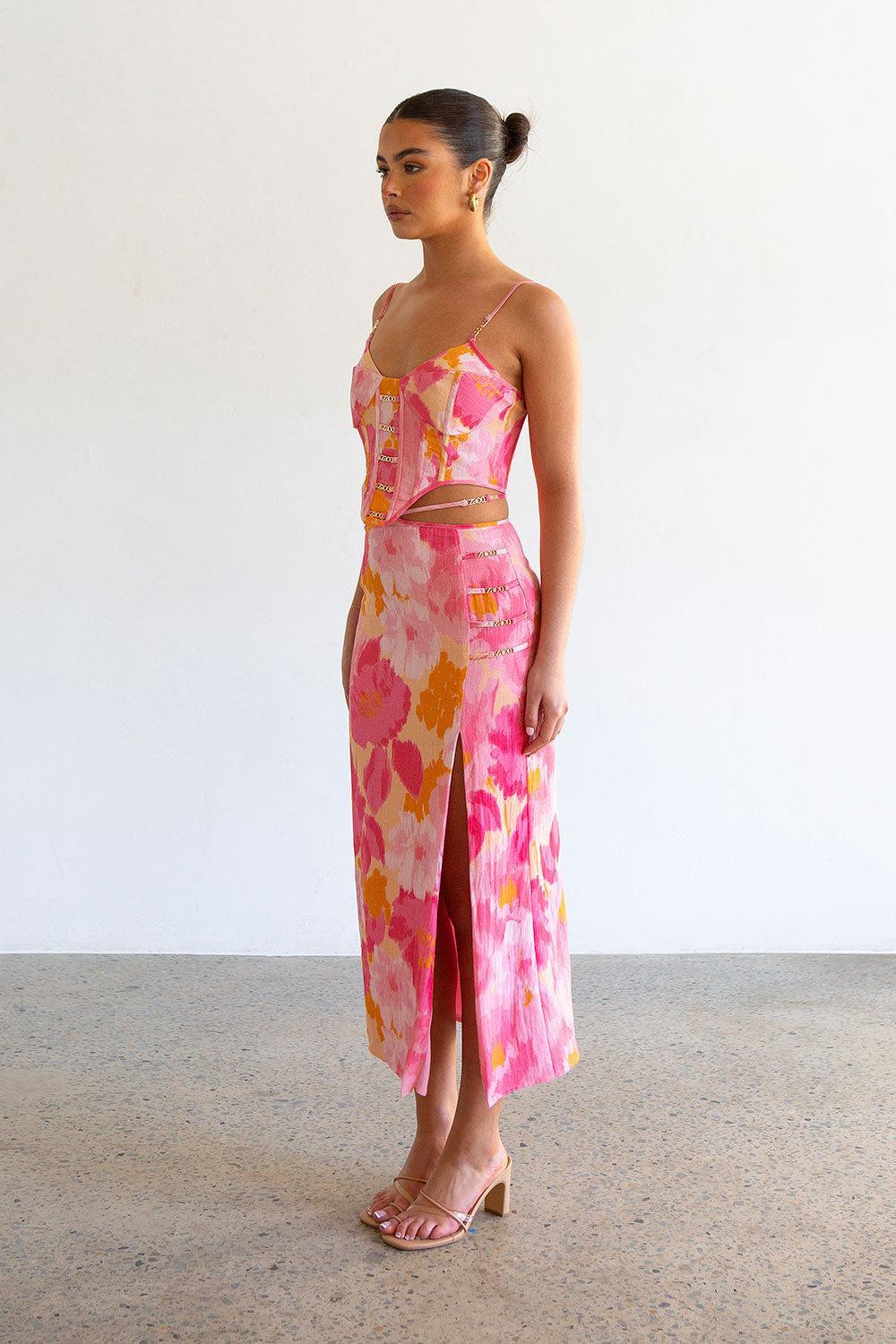 Serralina Midi Skirt - Pink Gerbera Product Image