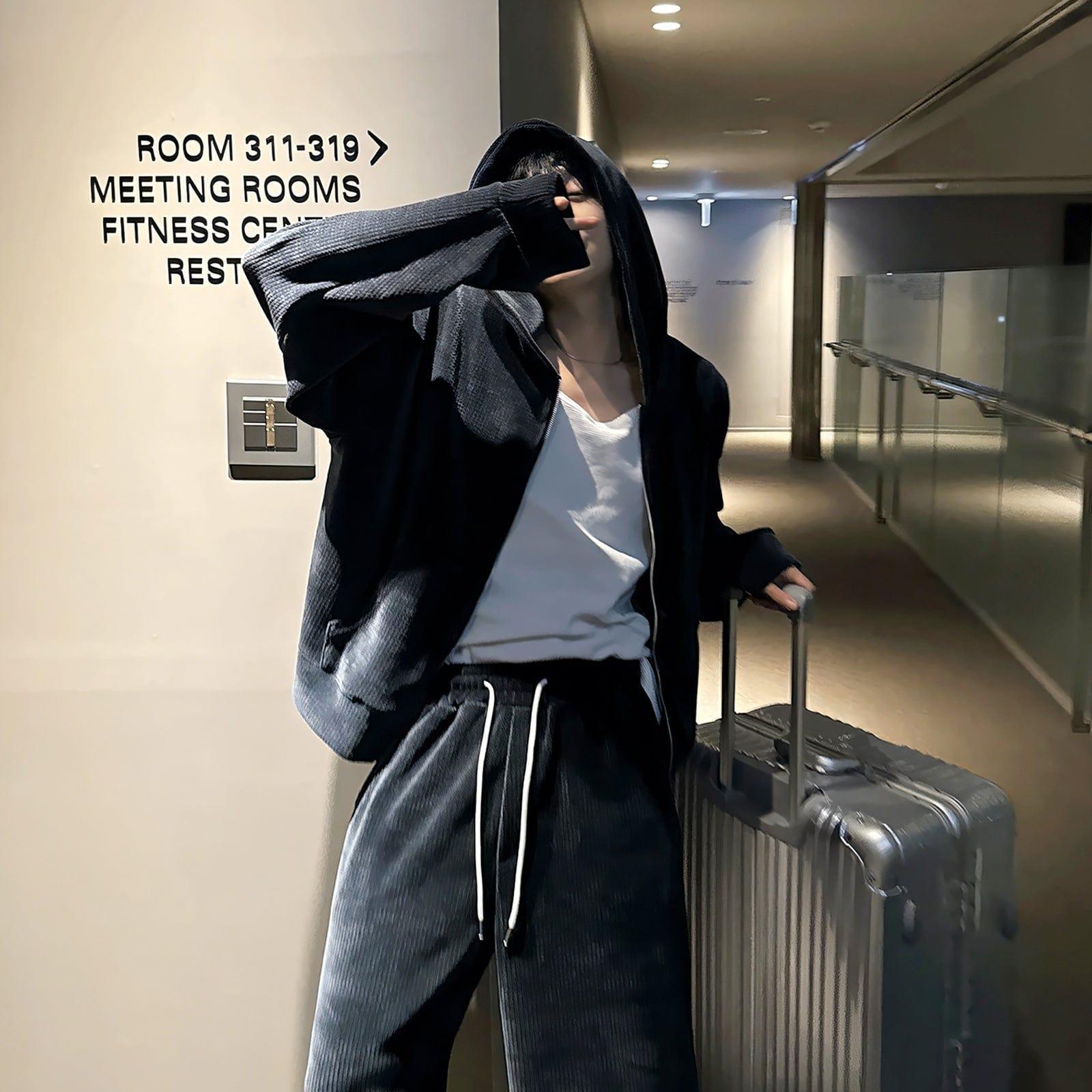 RT No. 12442 WAFFLE KNIT ZIP HOODIE & STRAIGHT SWEATPANTS Product Image