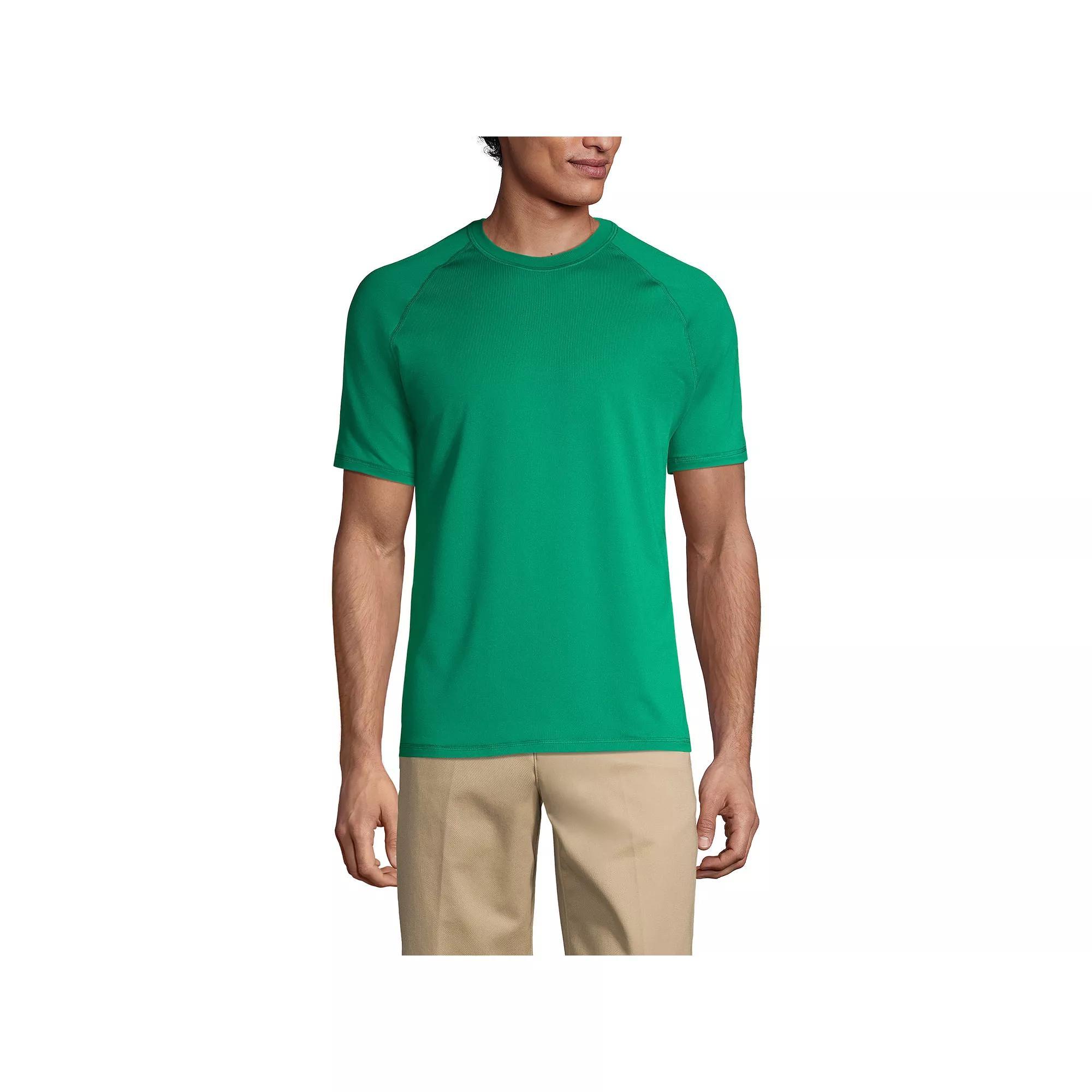 Men's Lands' End School Uniform Short Sleeve Active Tee, Size: Large, Gray Grey Product Image
