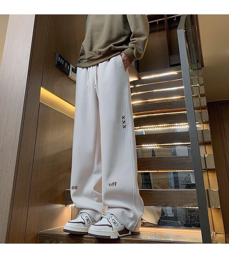High Waist Lettering Wide Leg Pants Product Image