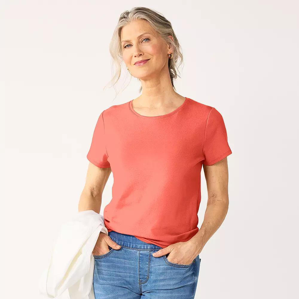 Petite Croft & Barrow Essential Crewneck Tee, Womens Yellow Yellow Product Image