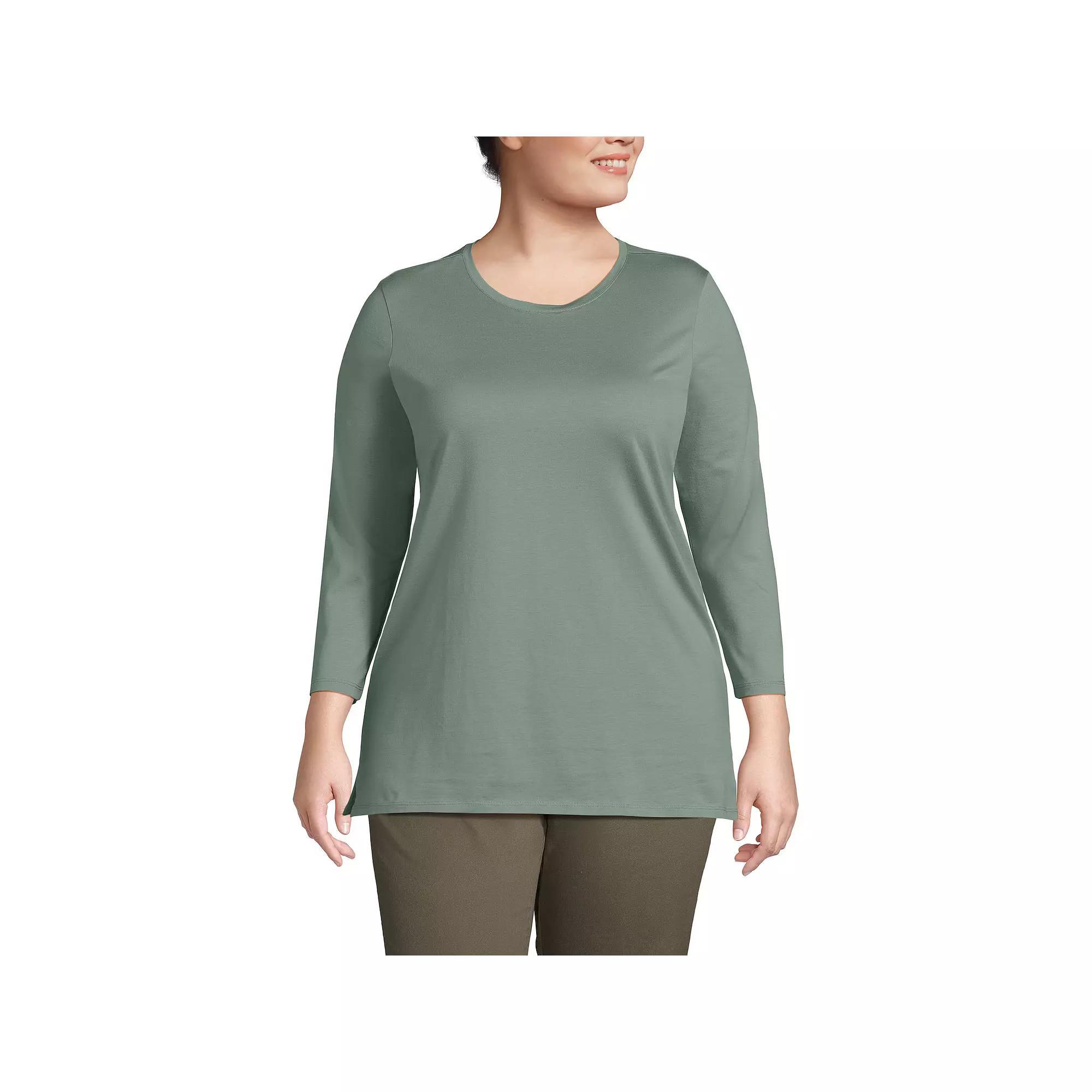 Plus Size Lands' End Supima Cotton Relaxed Fit Crewneck Tunic, Women's, Size: 3XL, Radiant Blue Product Image
