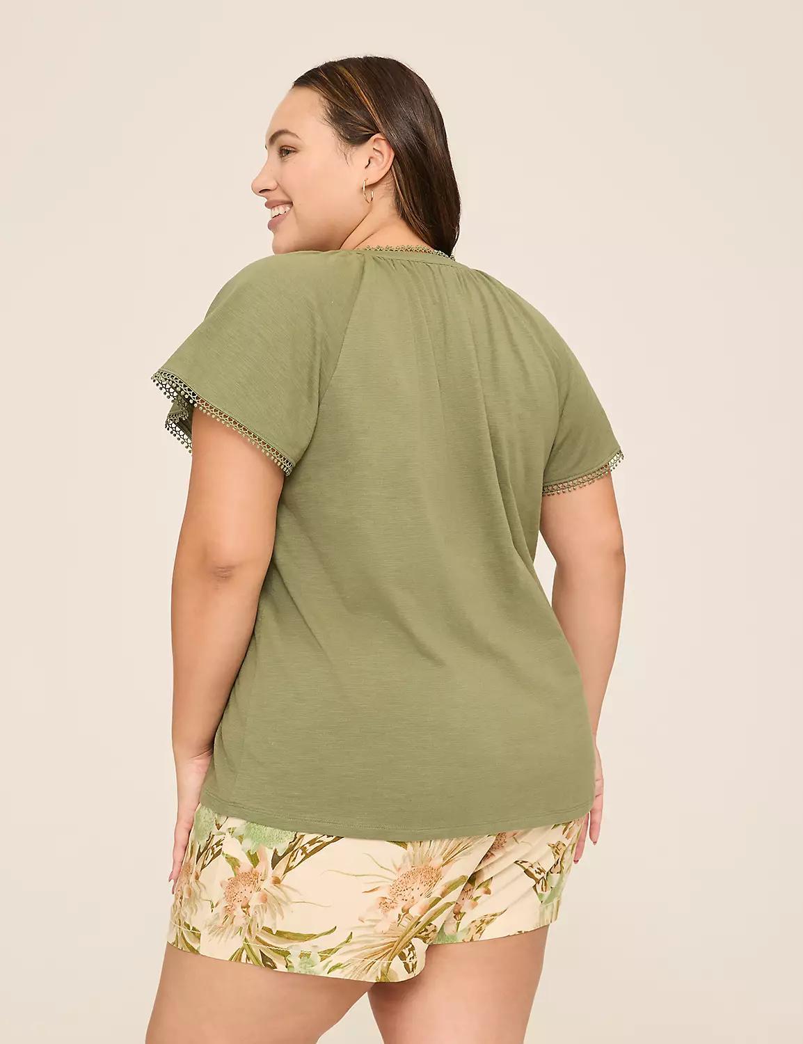 Notch-Neck Trim-Detail Top Product Image