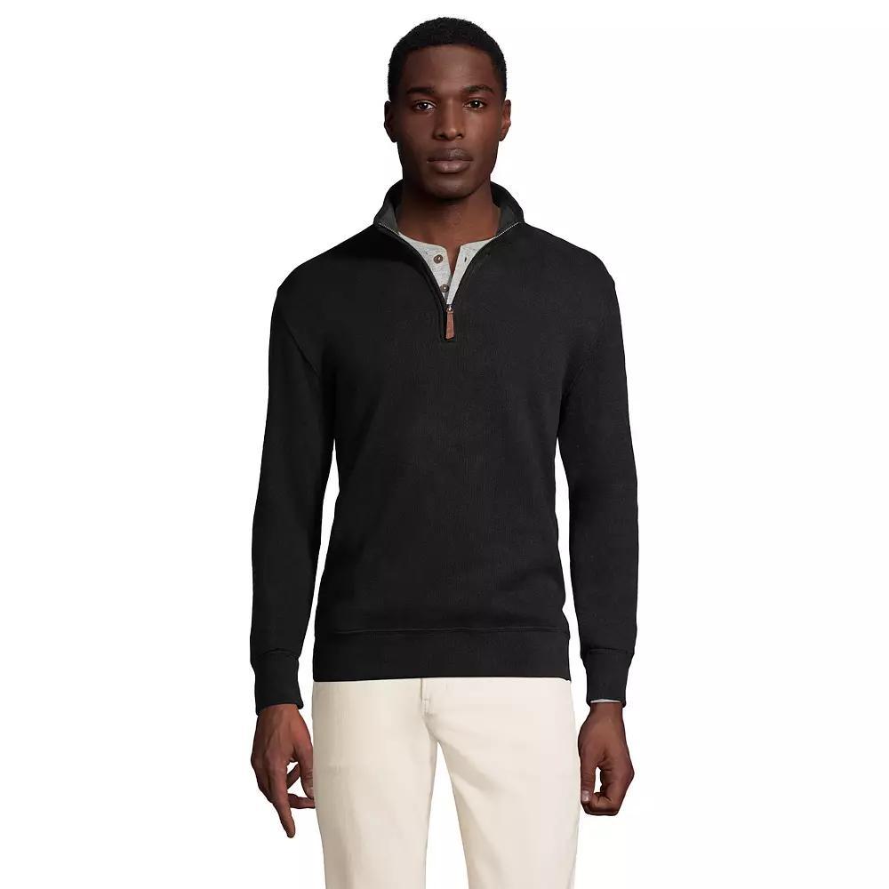 Big & Tall Lands End Bedford Classic-Fit Ribbed Quarter-Zip Sweater, Mens Product Image