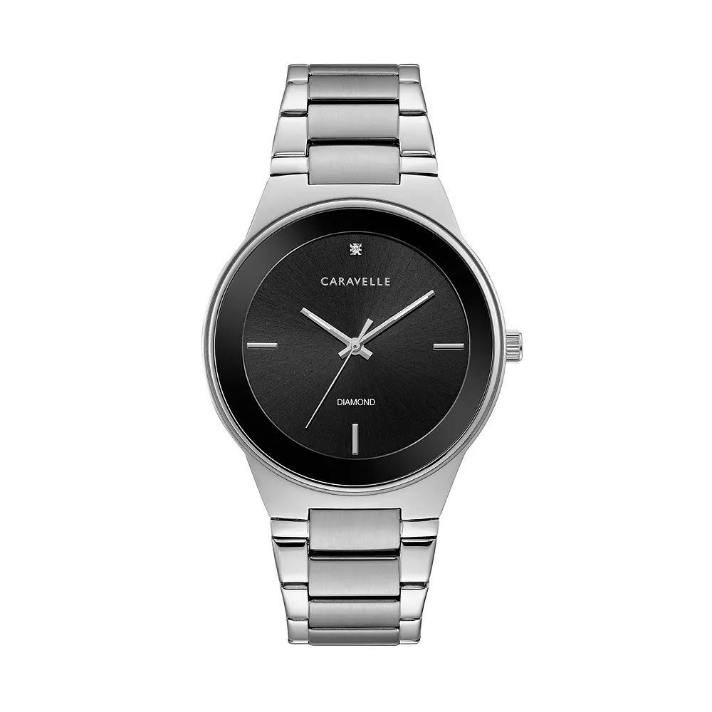 Caravelle by Bulova Men's Diamond Stainless Steel Watch - 43D106, Size: Large, Silver Tone Product Image