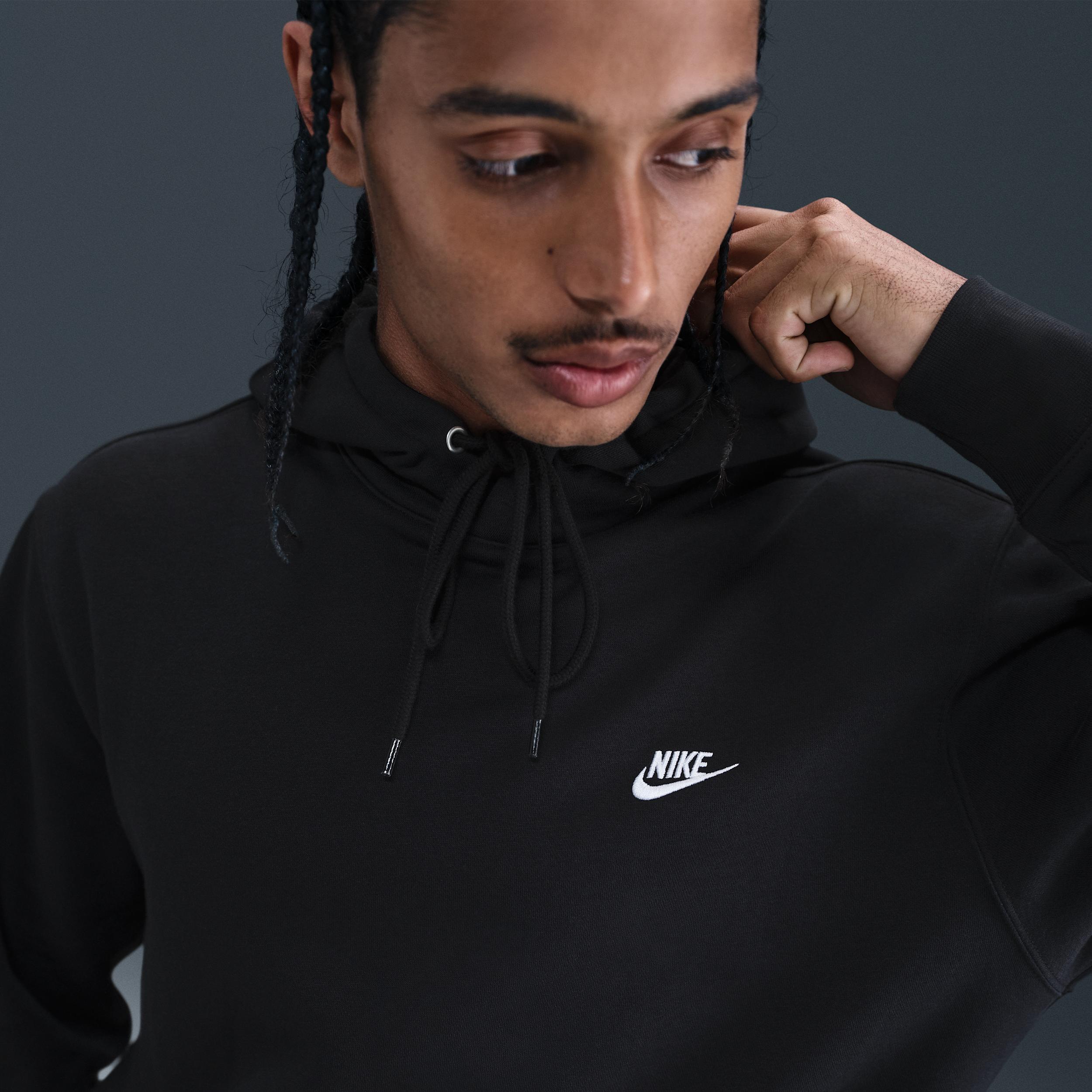 Men's Nike Club Pull-Over Fleece Hoodie, Size: Large, Black Product Image