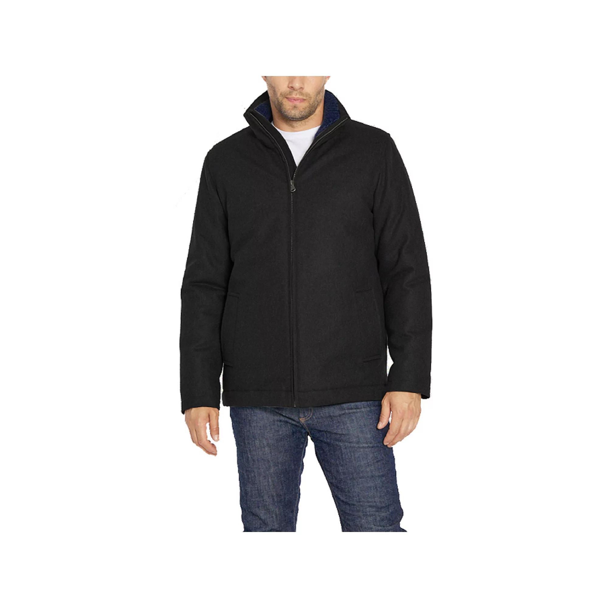 Men's IZOD Wool Blend Knit Collar Coat, Size: XXL, Black Product Image