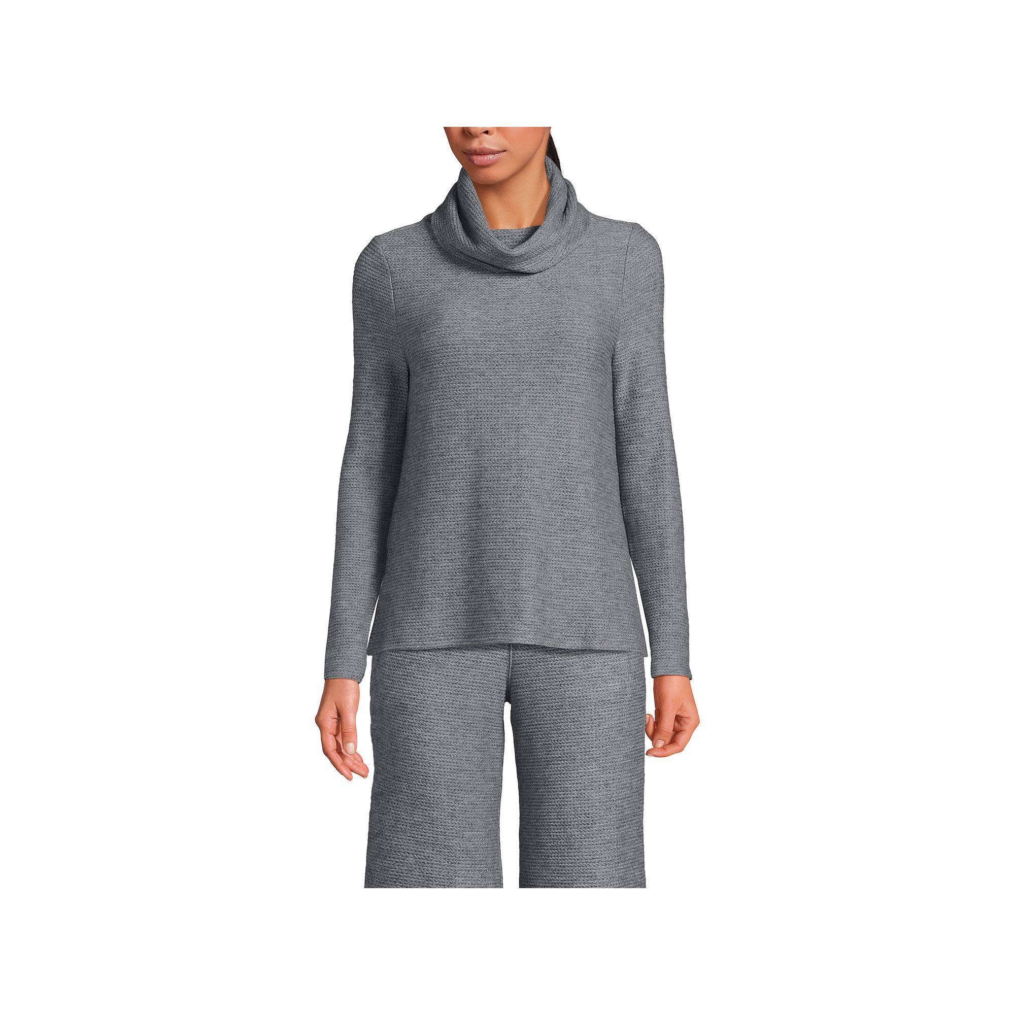 Women's Lands' End Relaxed Long Sleeve Cowl Neck Top, Size: XL, Coriander Grey Product Image