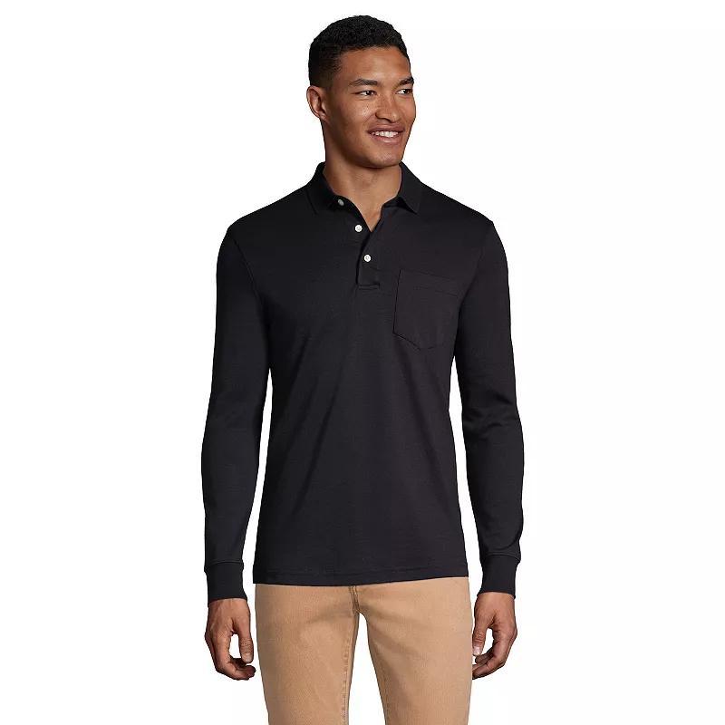 Big & Tall Lands End Super Soft Classic-Fit Long Sleeve Supima Pocket Polo, Mens Product Image