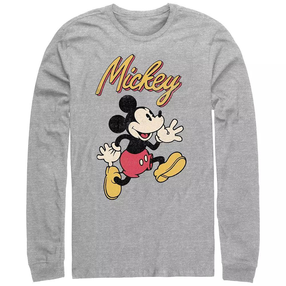 Mens Mickey Mouse Vintage Running Graphic Tee Athletic Grey Product Image
