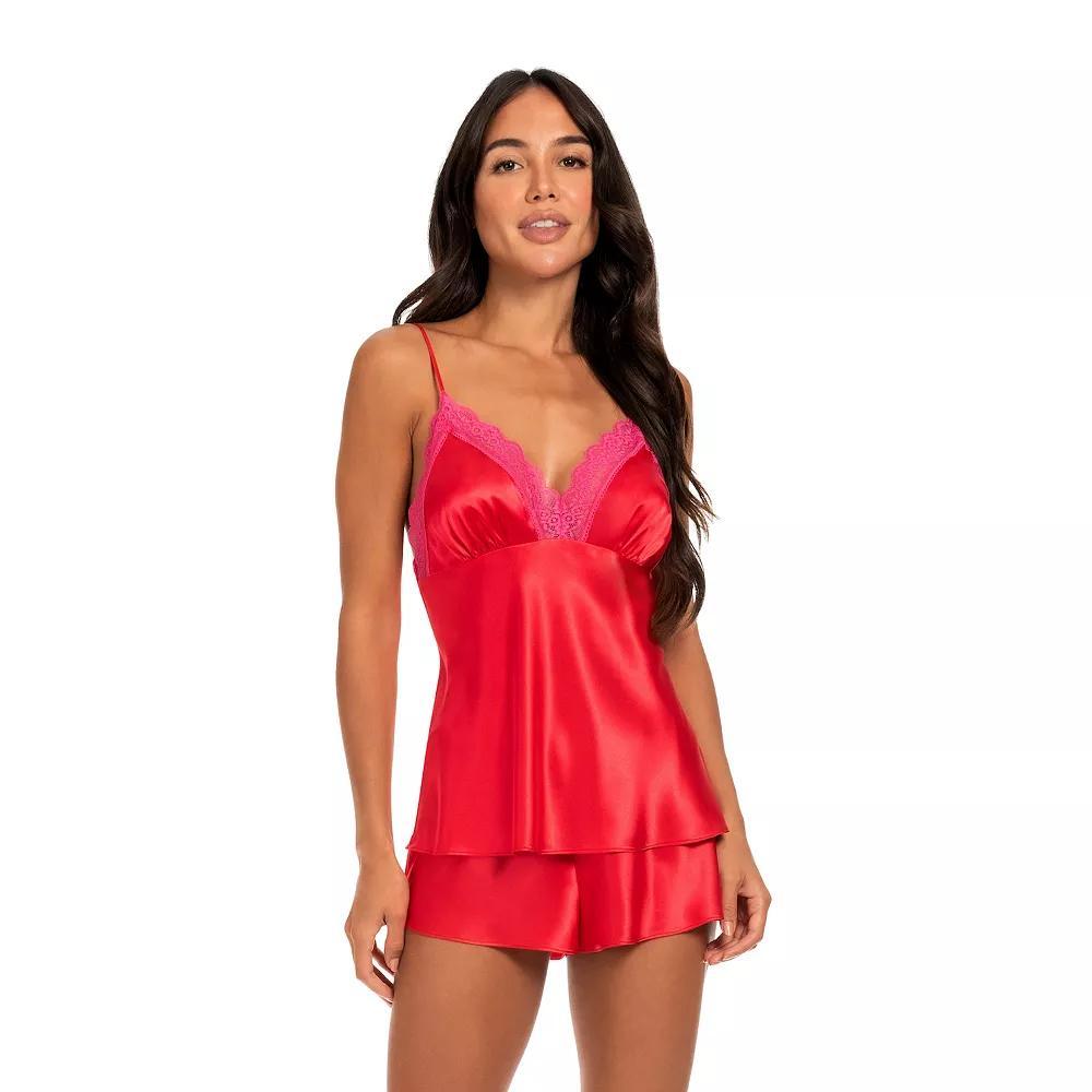 Women's Lilac+London 2-Piece Pajama Cami Top & Pajama Shorts Set, Size: Medium, Solid Red Product Image