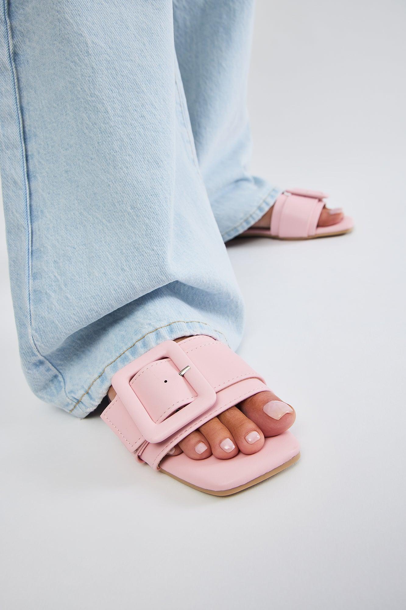 No Attitude Buckle Sandals - Pink Product Image