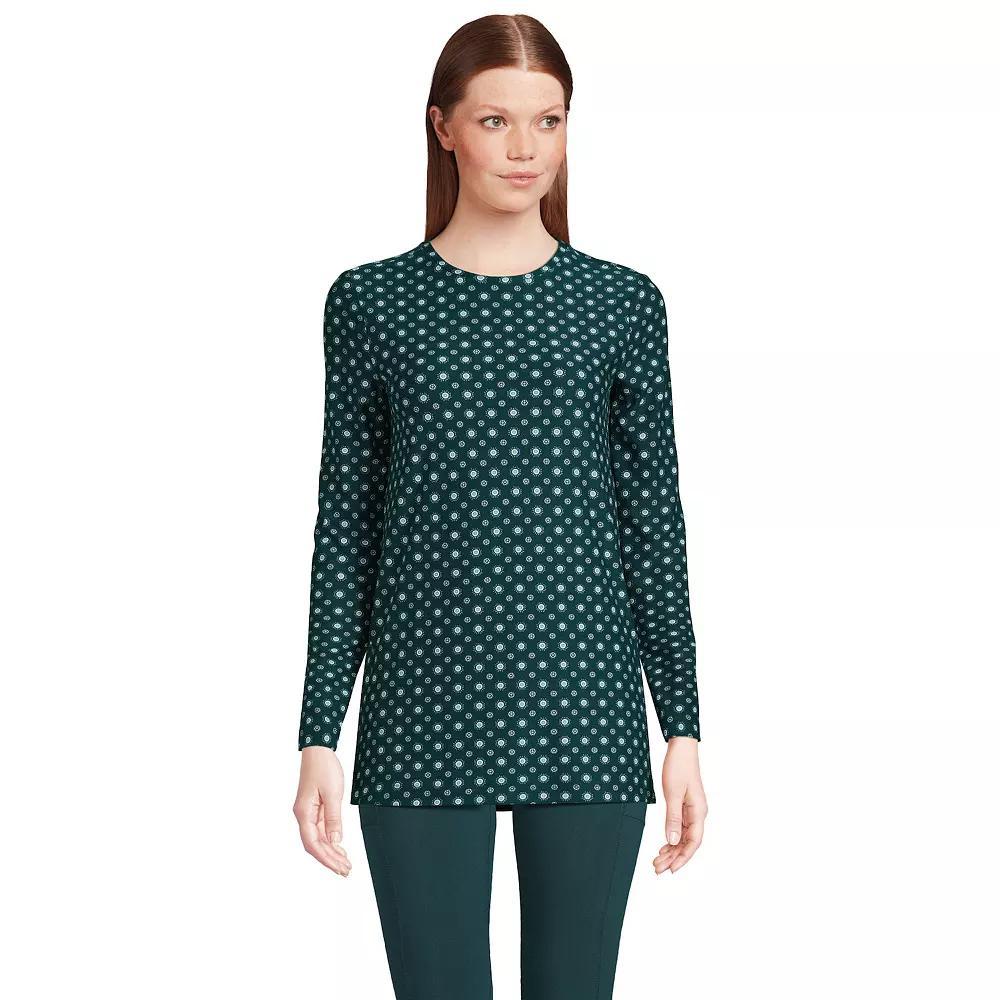 Petite Lands' End Long Sleeve Performance Crew Neck Tunic, Women's, Size: Small Petite, Balsam Encircle Geo Product Image