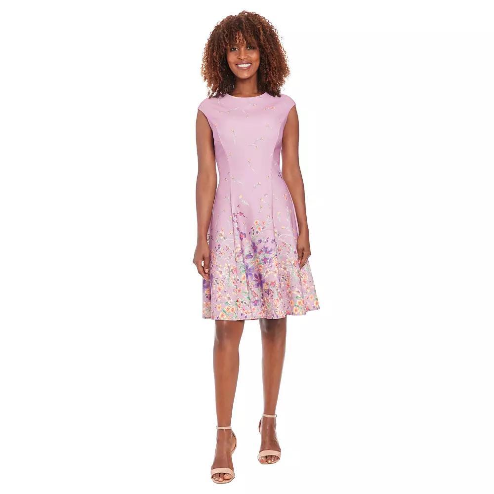 Womens London Times Cap Sleeve Fit & Flare Dress Product Image
