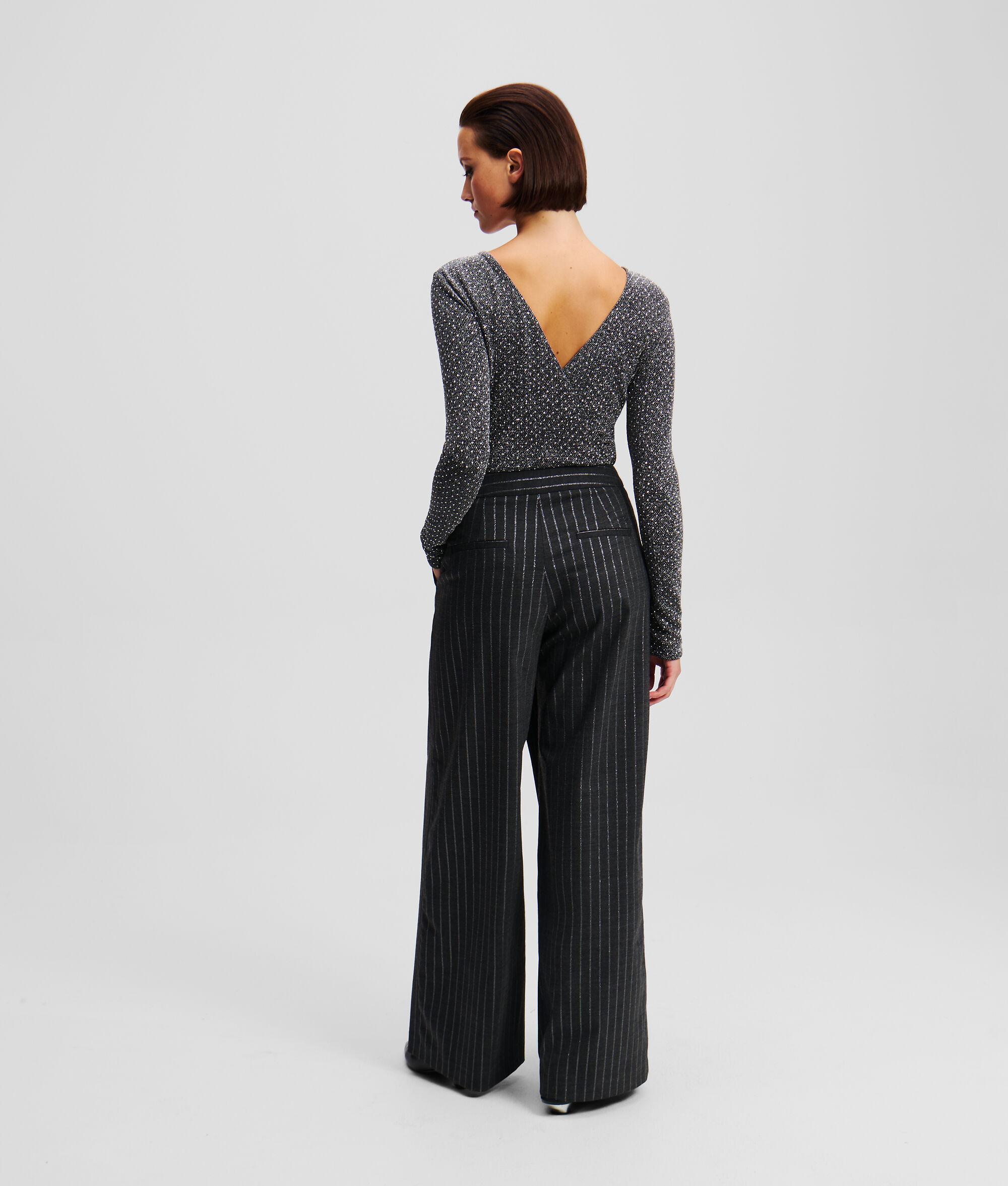 METALLIC PINSTRIPE WRAP PANTS Product Image