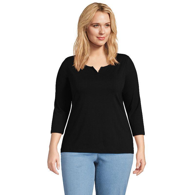 Womens Lands End Lightweight Jersey Henley Top Product Image