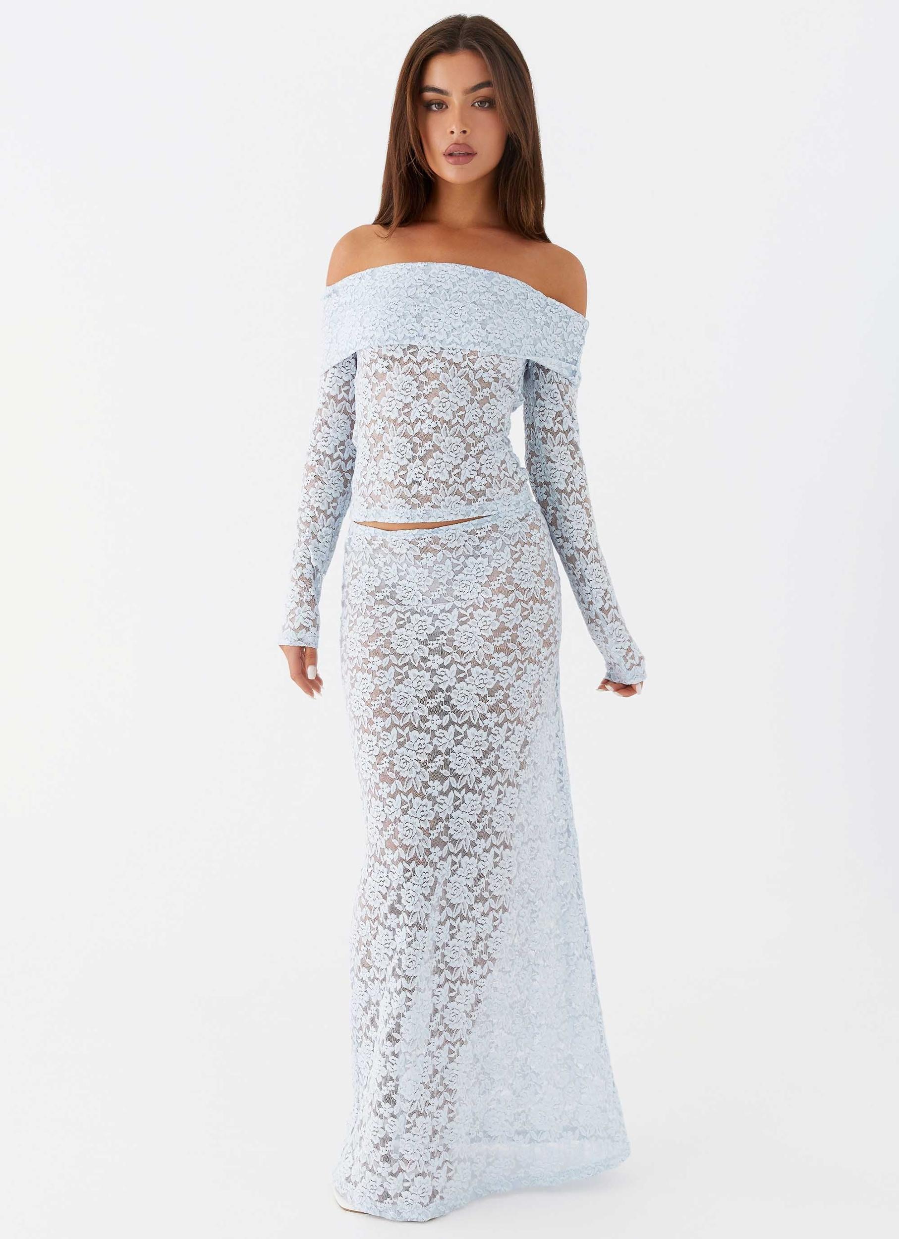 Zephyra Lace Maxi Skirt - Blue Cloud Product Image