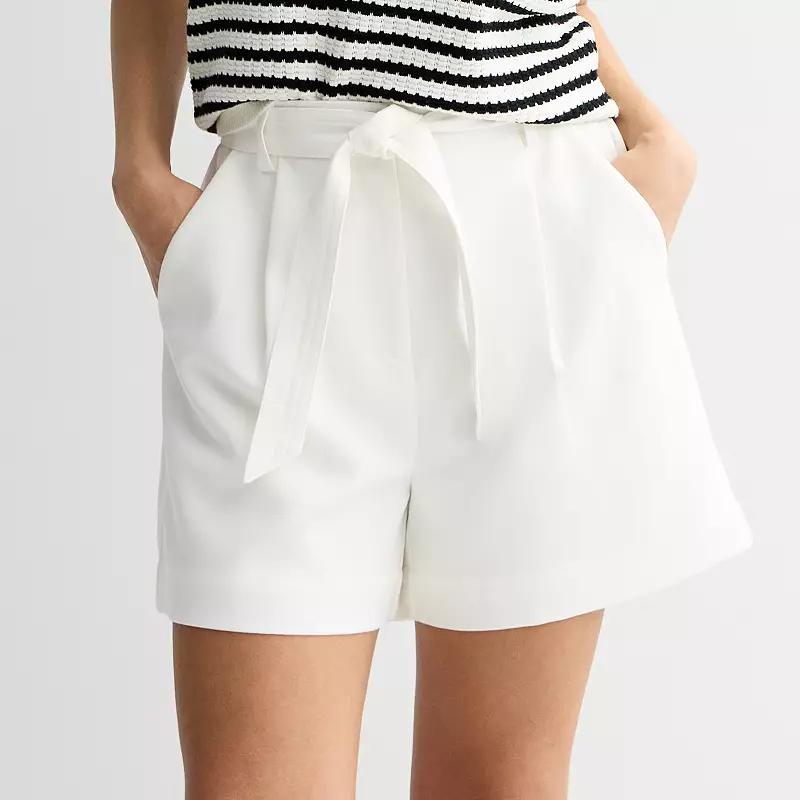 Women's Draper James Twill Belted Shorts, Size: XL, White Product Image