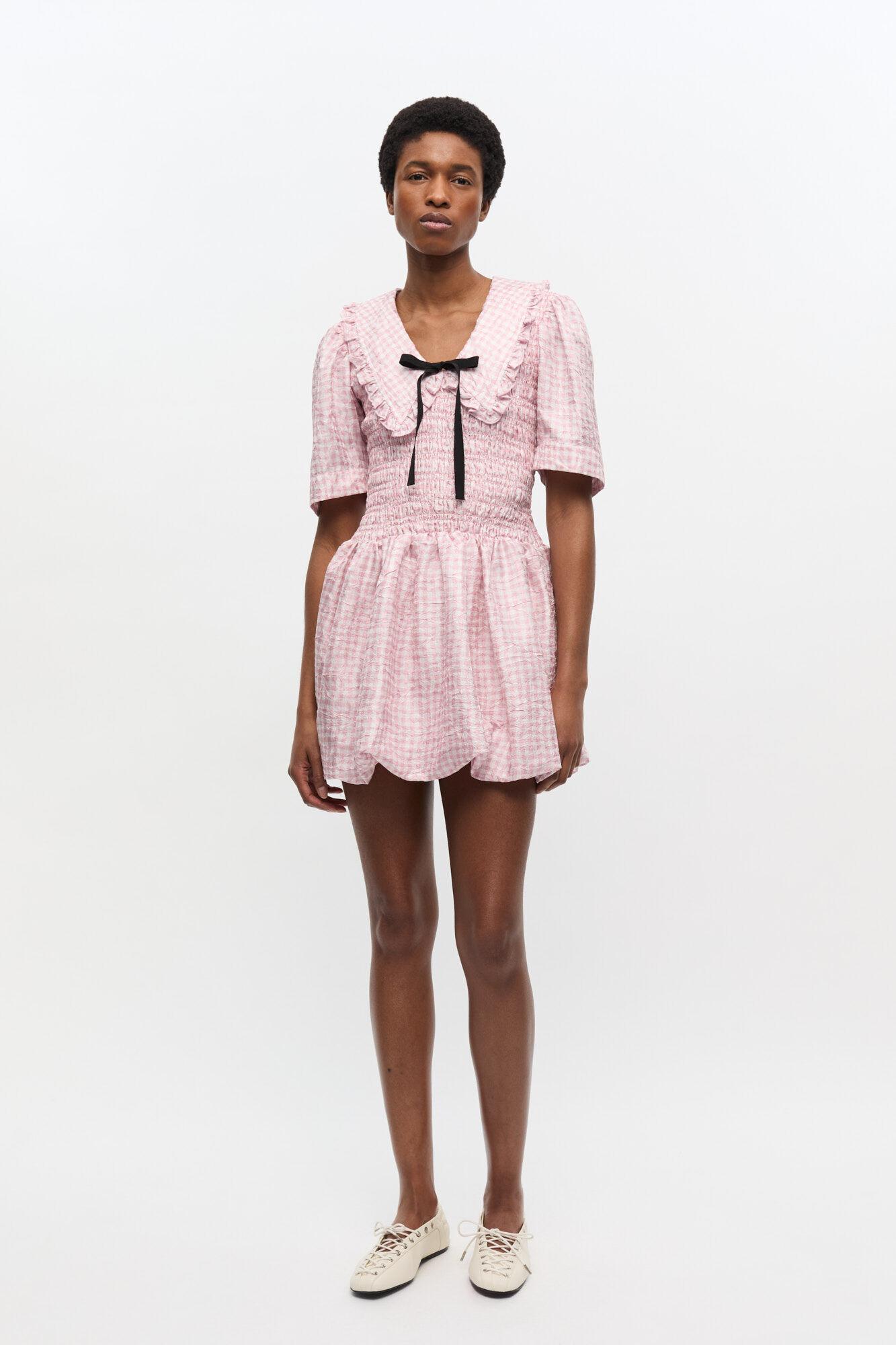 Pink Check Smock Dress Product Image