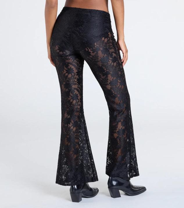 Sultry Boho Crochet Lace Flare Pants Product Image