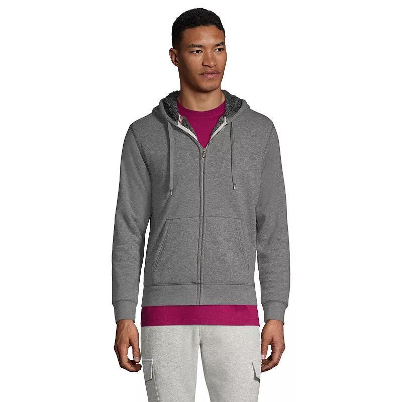 Big & Tall Lands' End Serious Sweats Full-Zip Sherpa Hoodie, Men's, Size: XL Tall, Pewter Grey Product Image