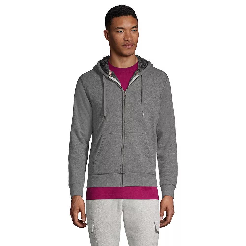 Big & Tall Lands' End Serious Sweats Full-Zip Sherpa Hoodie, Men's, Size: XL Tall, Pewter Grey Product Image