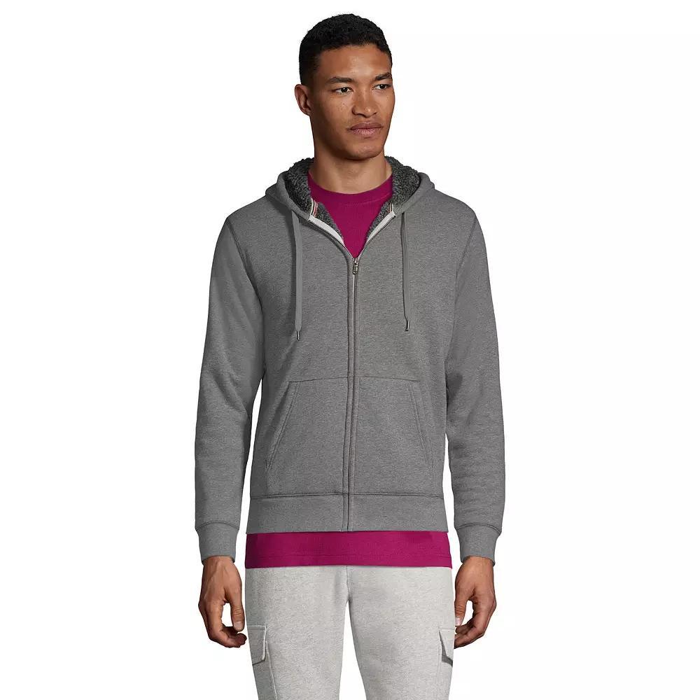 Big & Tall Lands' End Serious Sweats Full-Zip Sherpa Hoodie, Men's, Size: XL Tall, Pewter Grey Product Image