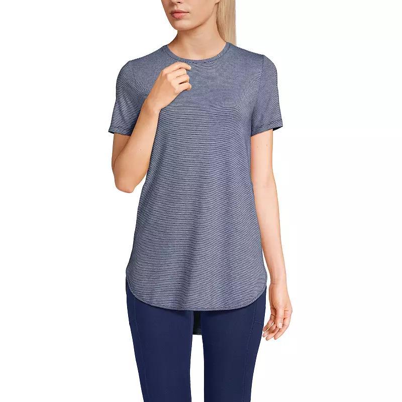 Women's Lands' End Moisture-Wicking UPF 50 Tunic, Size: XS, Black Pinstripe Product Image