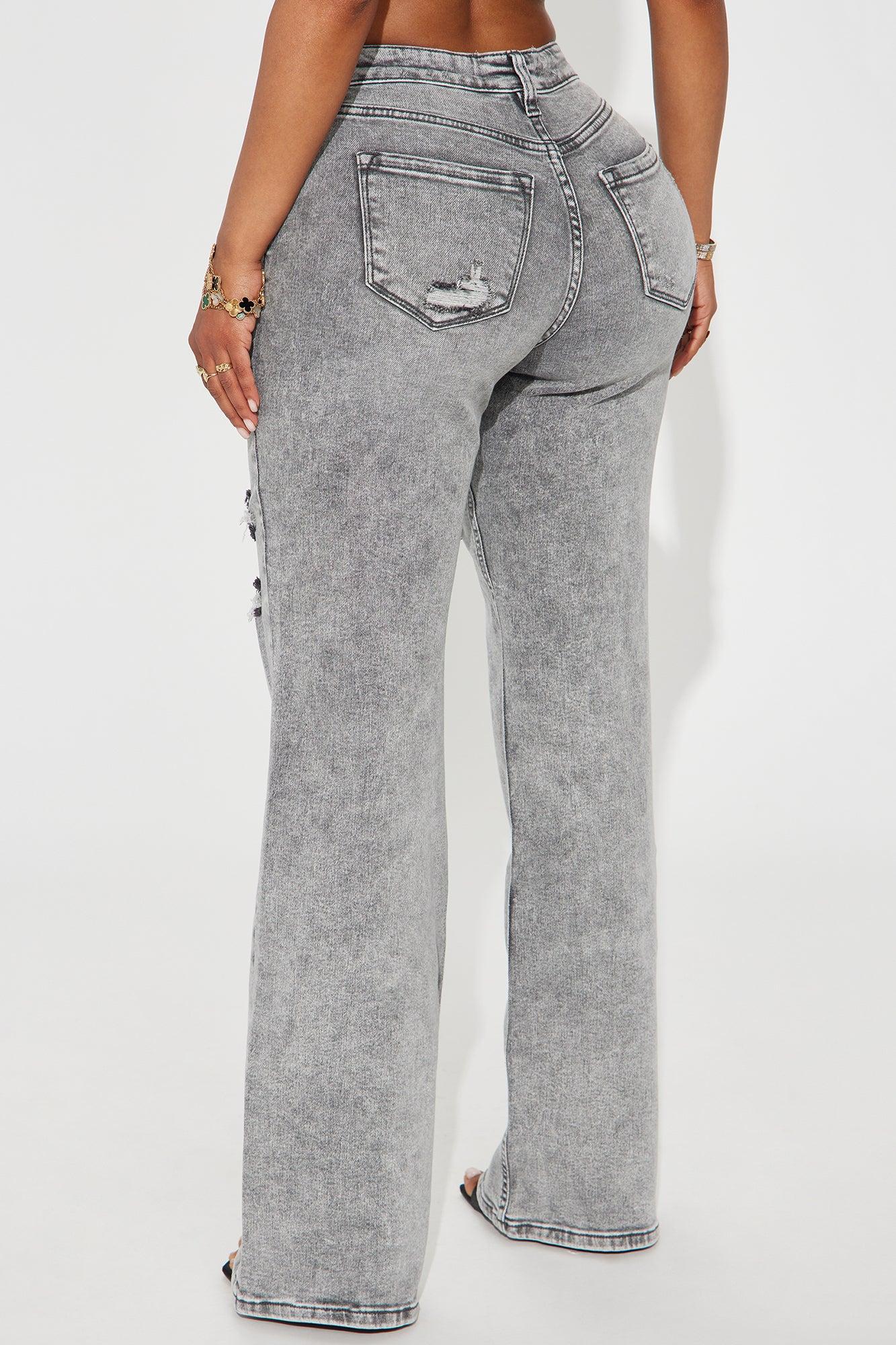 Remi Ripped Stretch Baggy Jeans - Grey Product Image