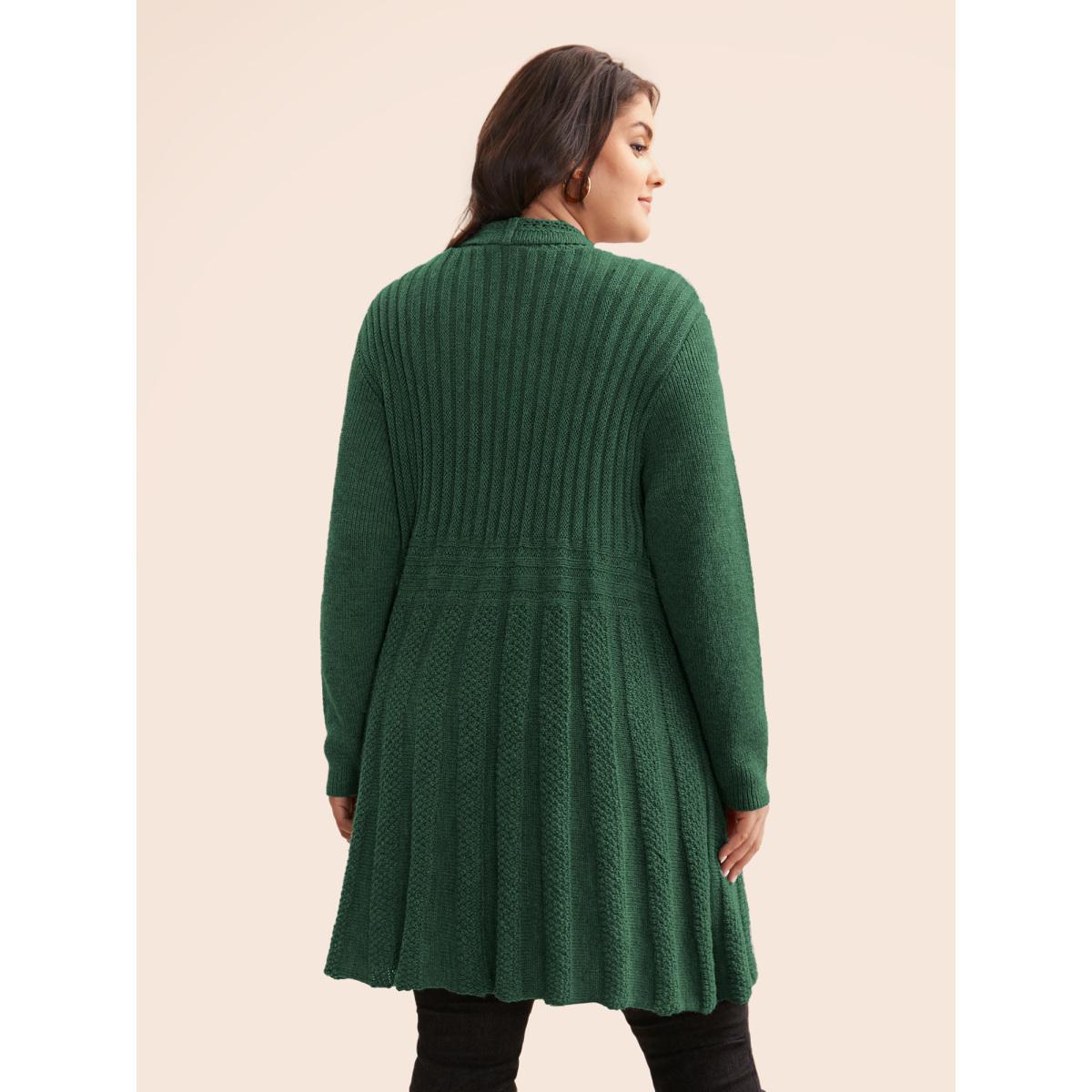 Plus Size Plain Textured Kimono Collar Cardigan Truegreen Women Casual Loose Long Sleeve Everyday Cardigans BloomChic 12/L Product Image