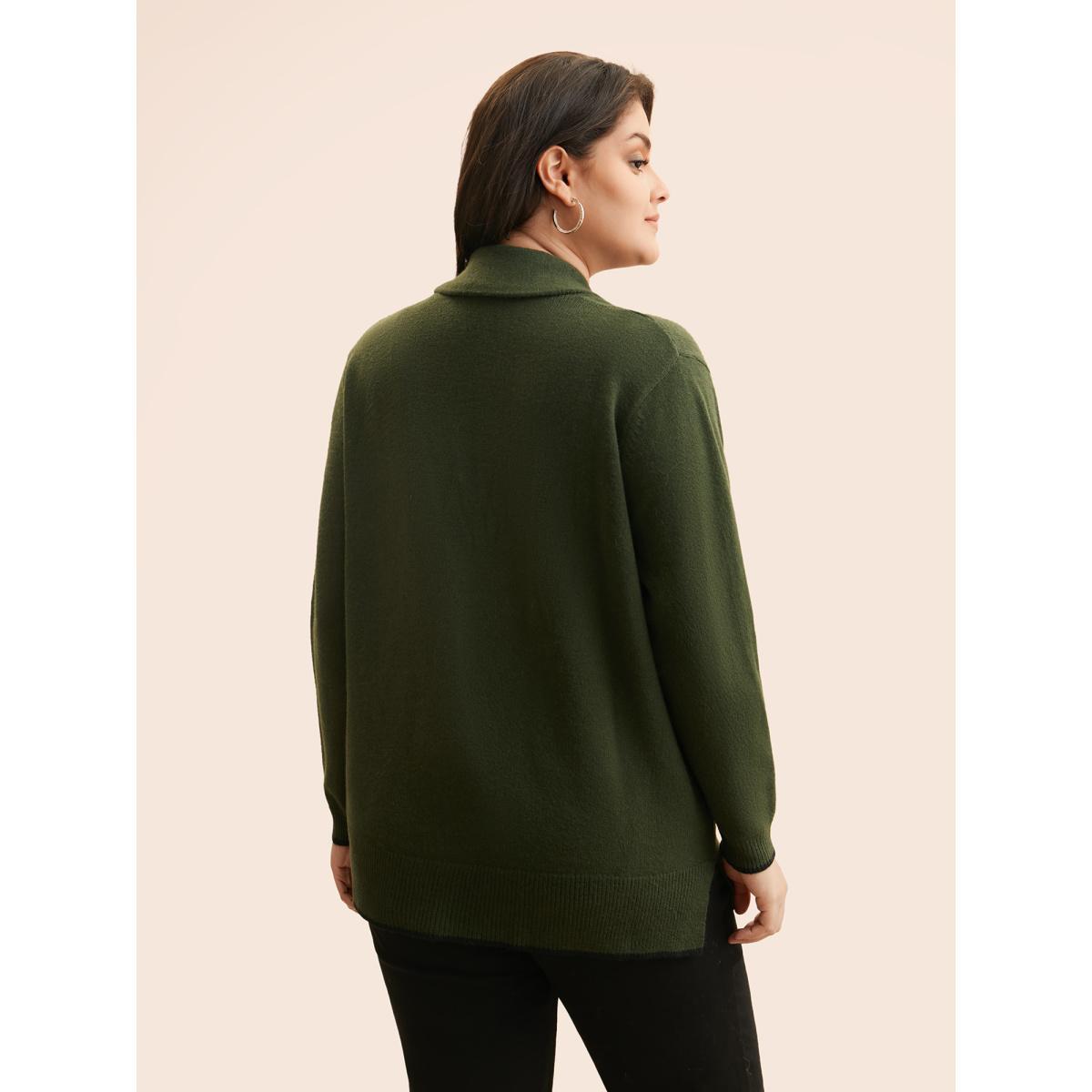 Plus Size Supersoft Essentials Solid Shawl Collar Cardigan ArmyGreen Women Casual Loose Long Sleeve Everyday Cardigans BloomChic 18-20/2X Product Image