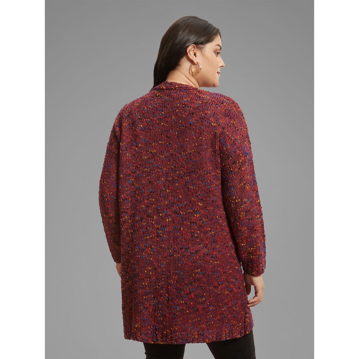 Plus Size Color Textured Open Front Cardigan Deepred Women Casual Loose Long Sleeve Dailywear Cardigans BloomChic 30/6X Product Image