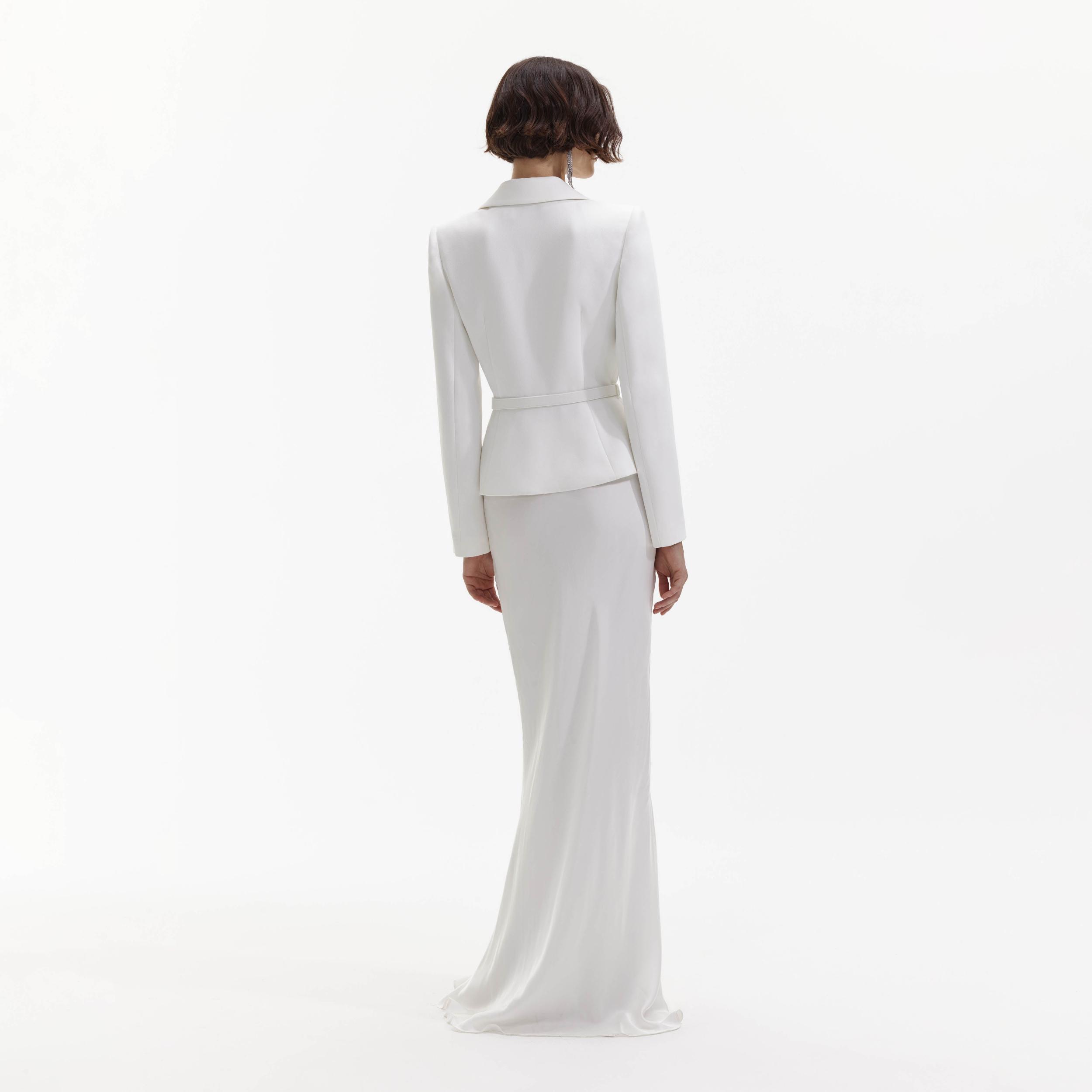 White Crepe Tailored Maxi Dress Product Image