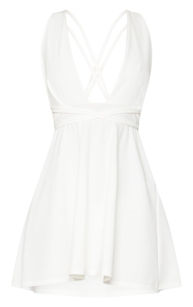 White Wrap Detail Skater Dress Product Image